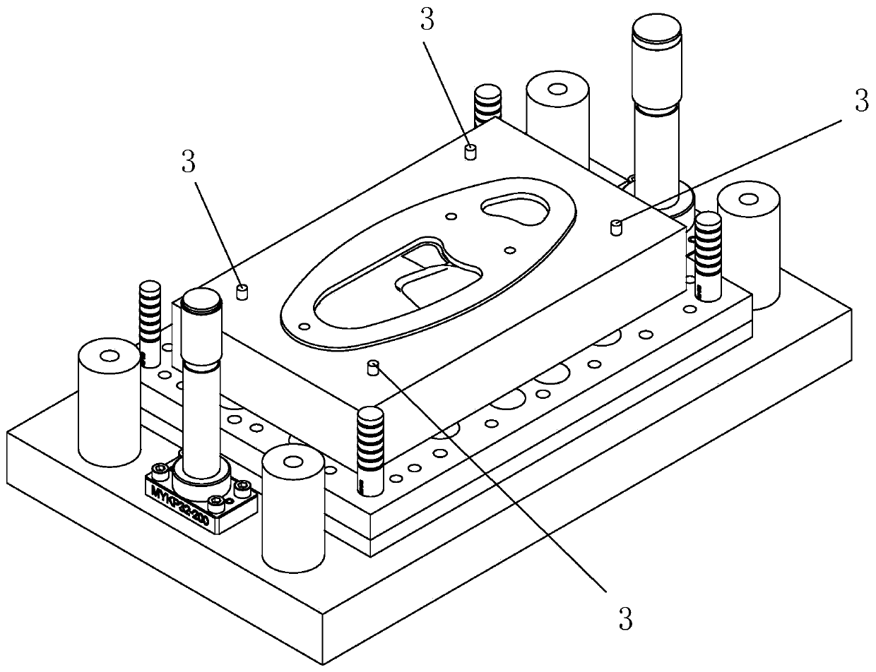 Material side line positioning method for automobile testing silencer end cover composite molding mold