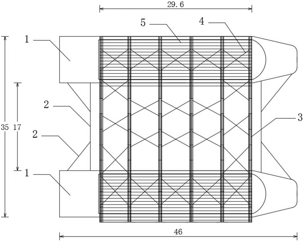 Device for underwater pile foundation construction platform convertible in floating and fixing