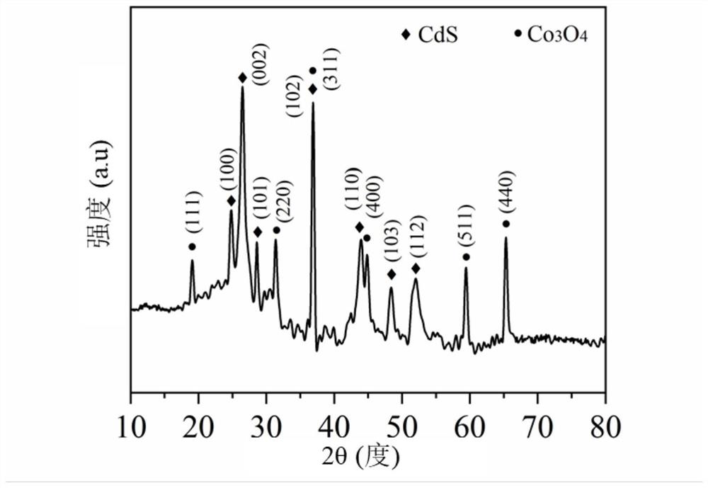 CdS/Co3O4 composite material, preparation method and application of CdS/Co3O4 composite material in acetone gas detection under optical excitation