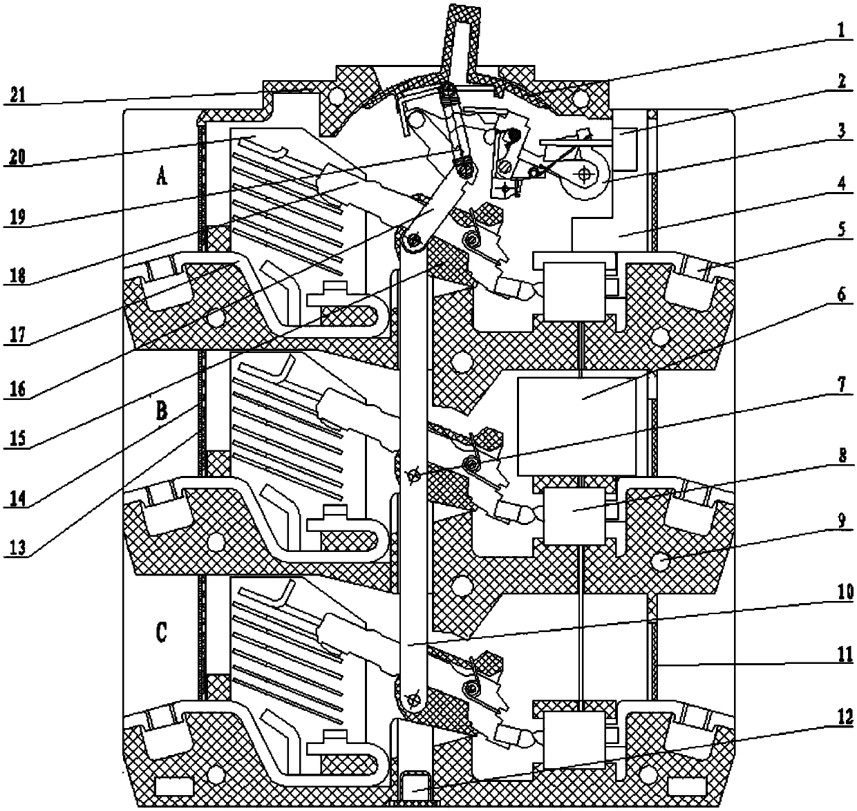 Circuit breaker with vertical structure