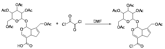 Pentacetylgardenoside cyclohexanamide capable of reducing uric acid activity and preparation method and application of pentacetylgardenoside cyclohexanamide