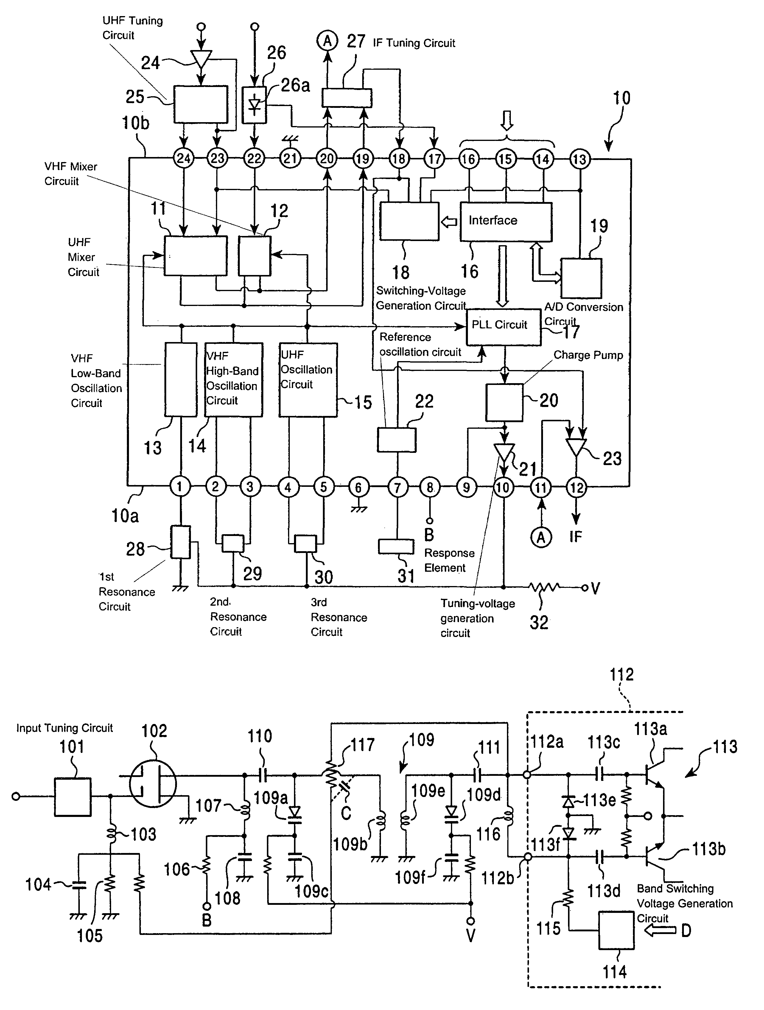 Integrated tuner circuit and television tuner using an integrated tuner circuit