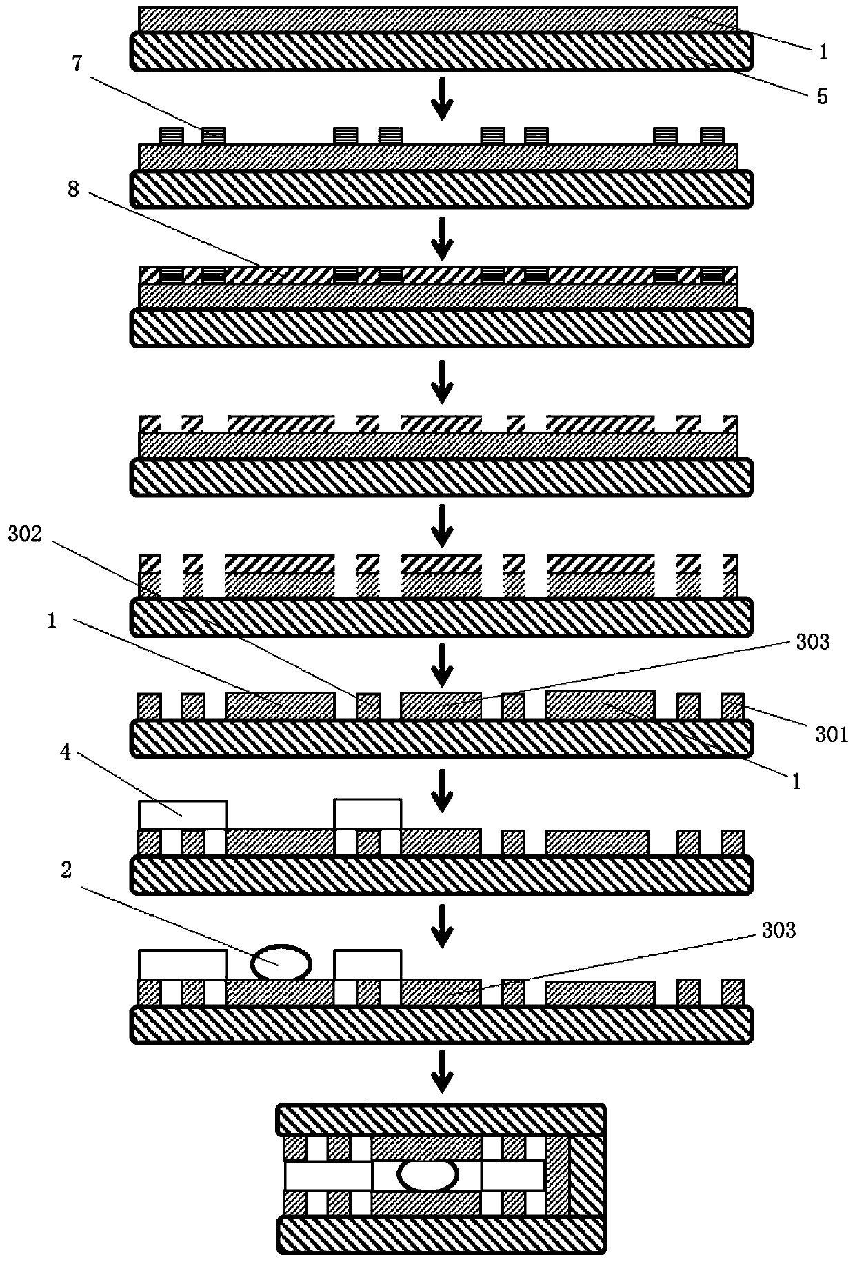 Fully flexible passive pressure sensor based on micro-droplets and its manufacturing method and detection method