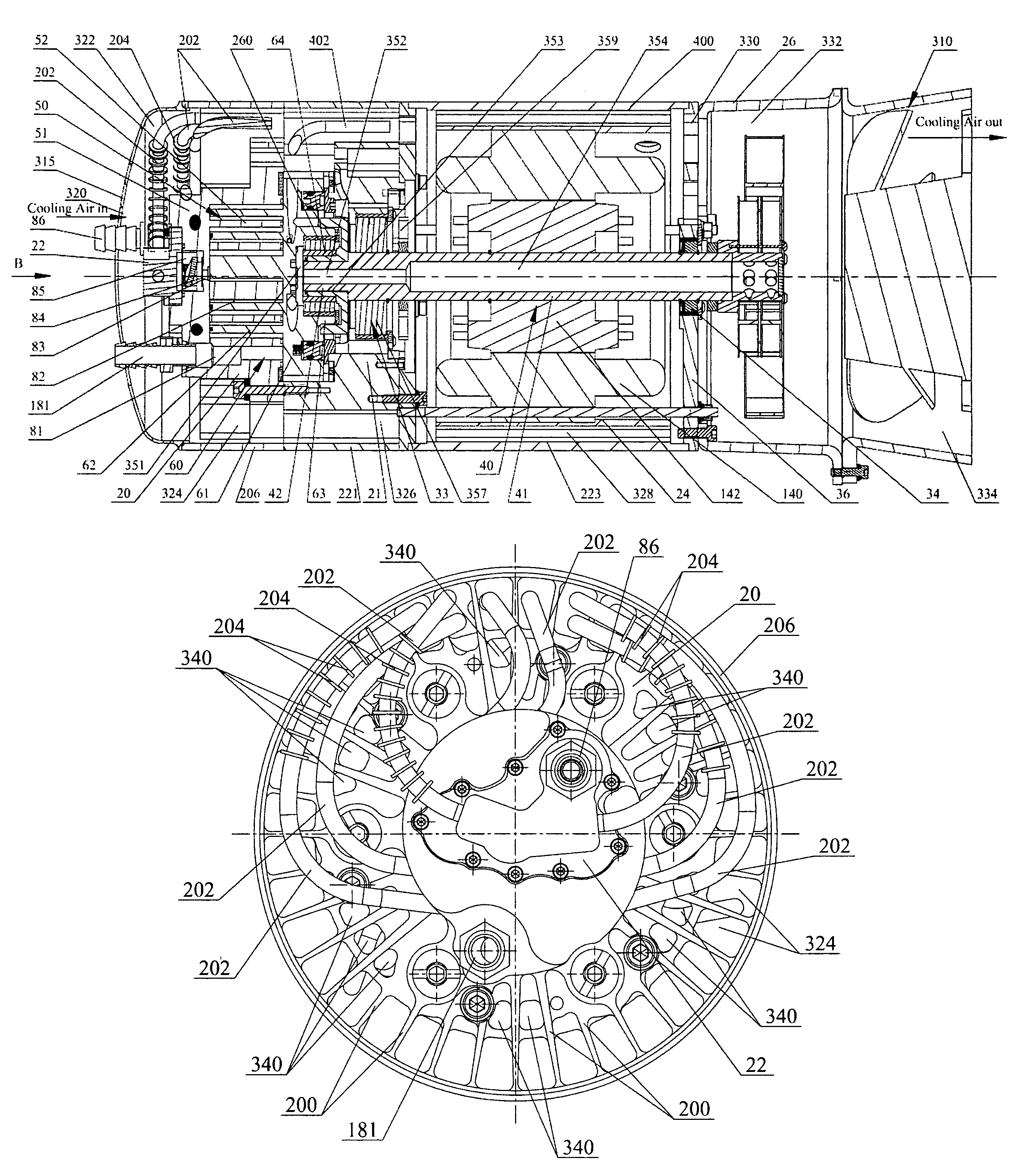 Scroll-type fluid displacement apparatus with improved cooling system