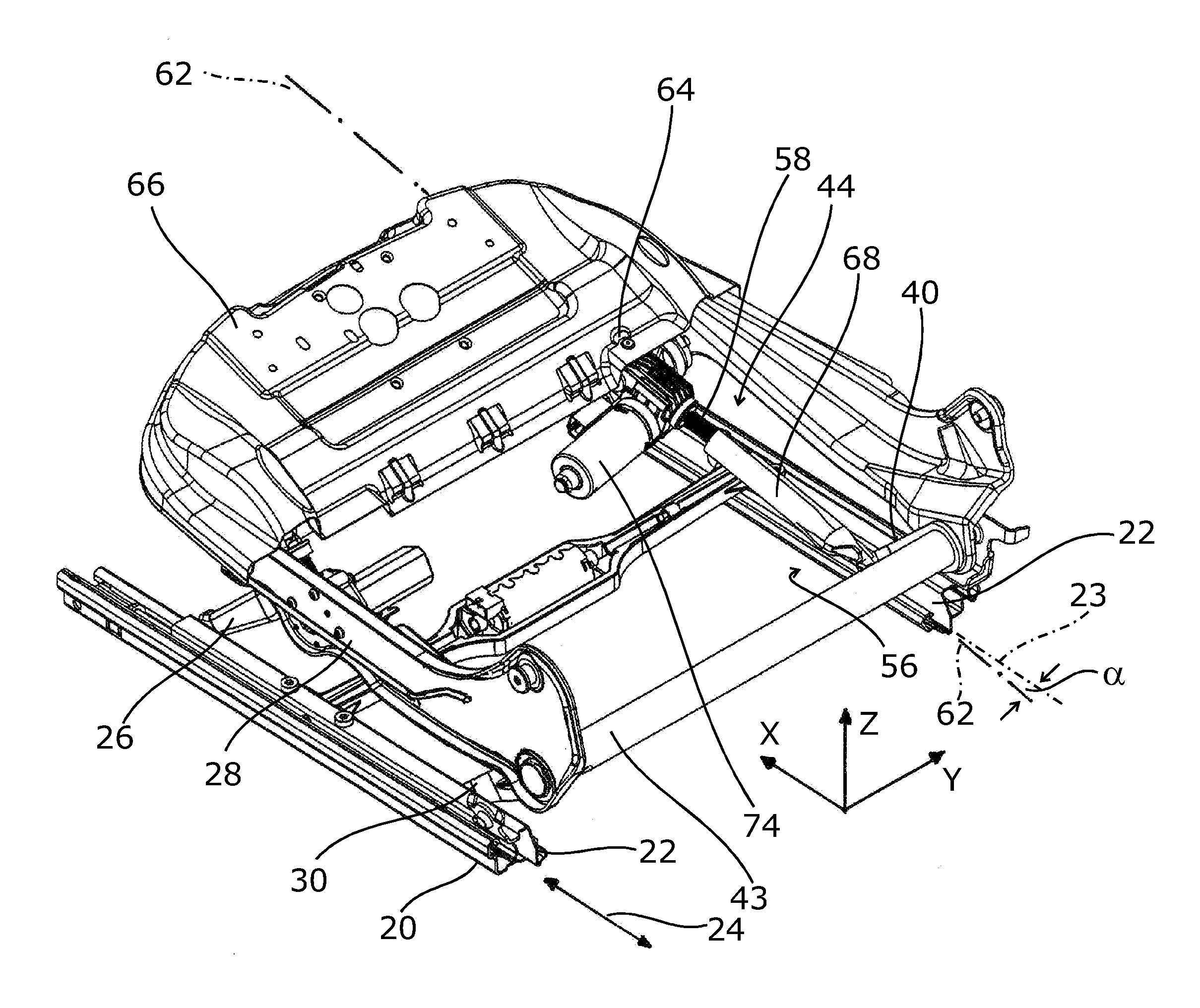 Height-Adjustable Motor Vehicle Seat with a Spindle Drive