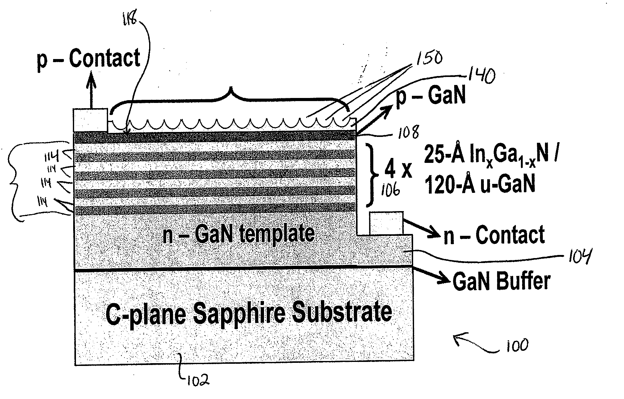 Semiconductor light-emitting devices having concave microstructures providing improved light extraction efficiency and method for producing same
