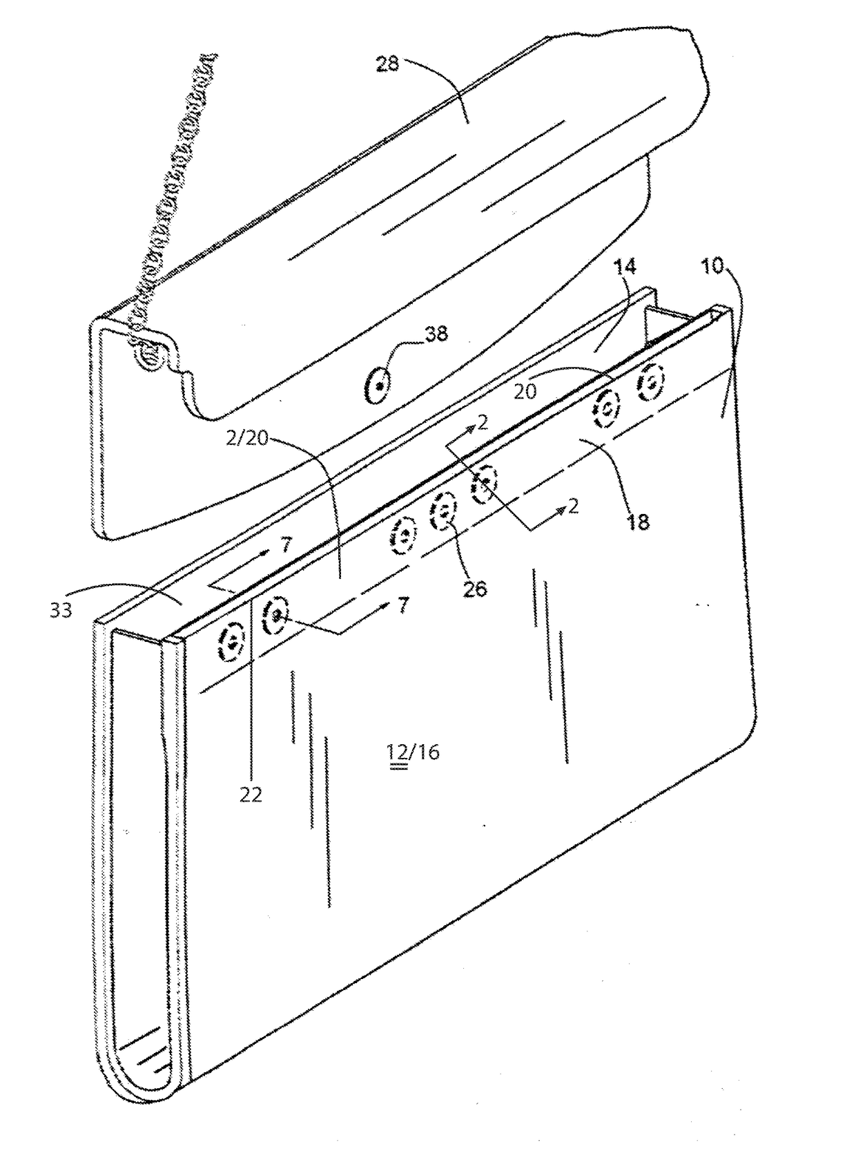 Purse with intrchangeable front and top panels