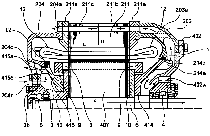 Totally-enclosed main motor for vehicle