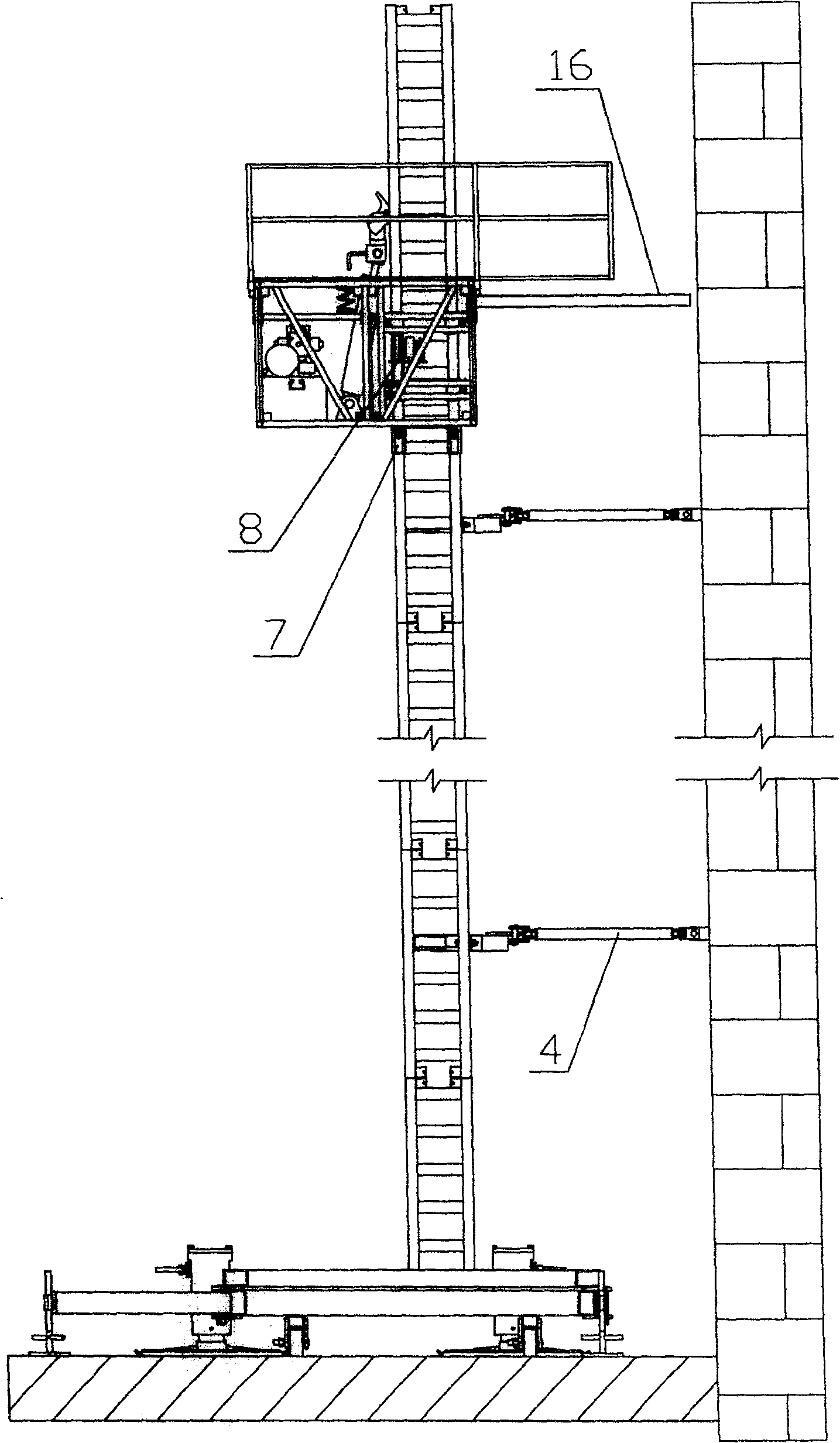 Adhered self-lifting highrise operation platform