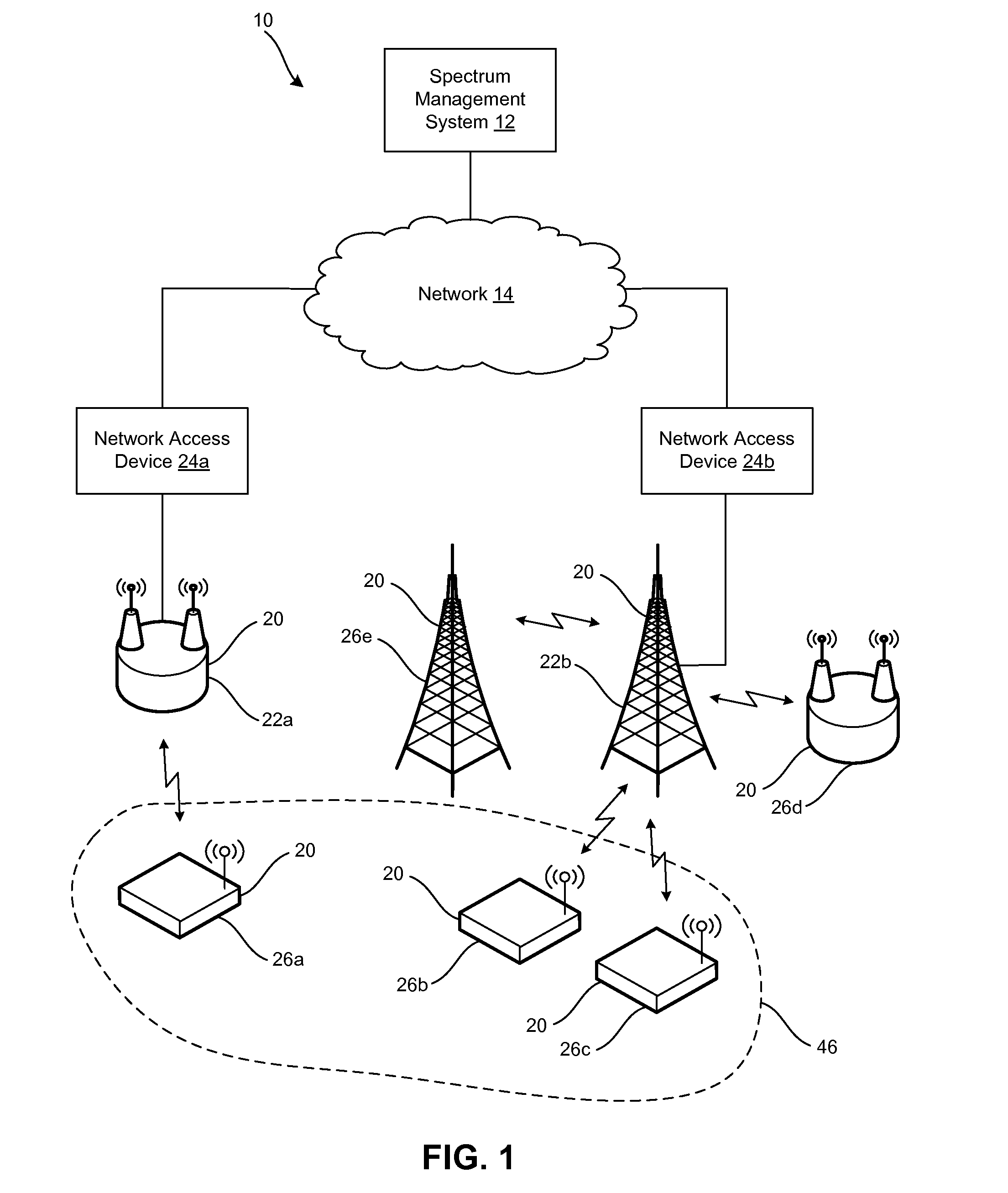 System and method for managing radio access to spectrum and to a spectrum management system