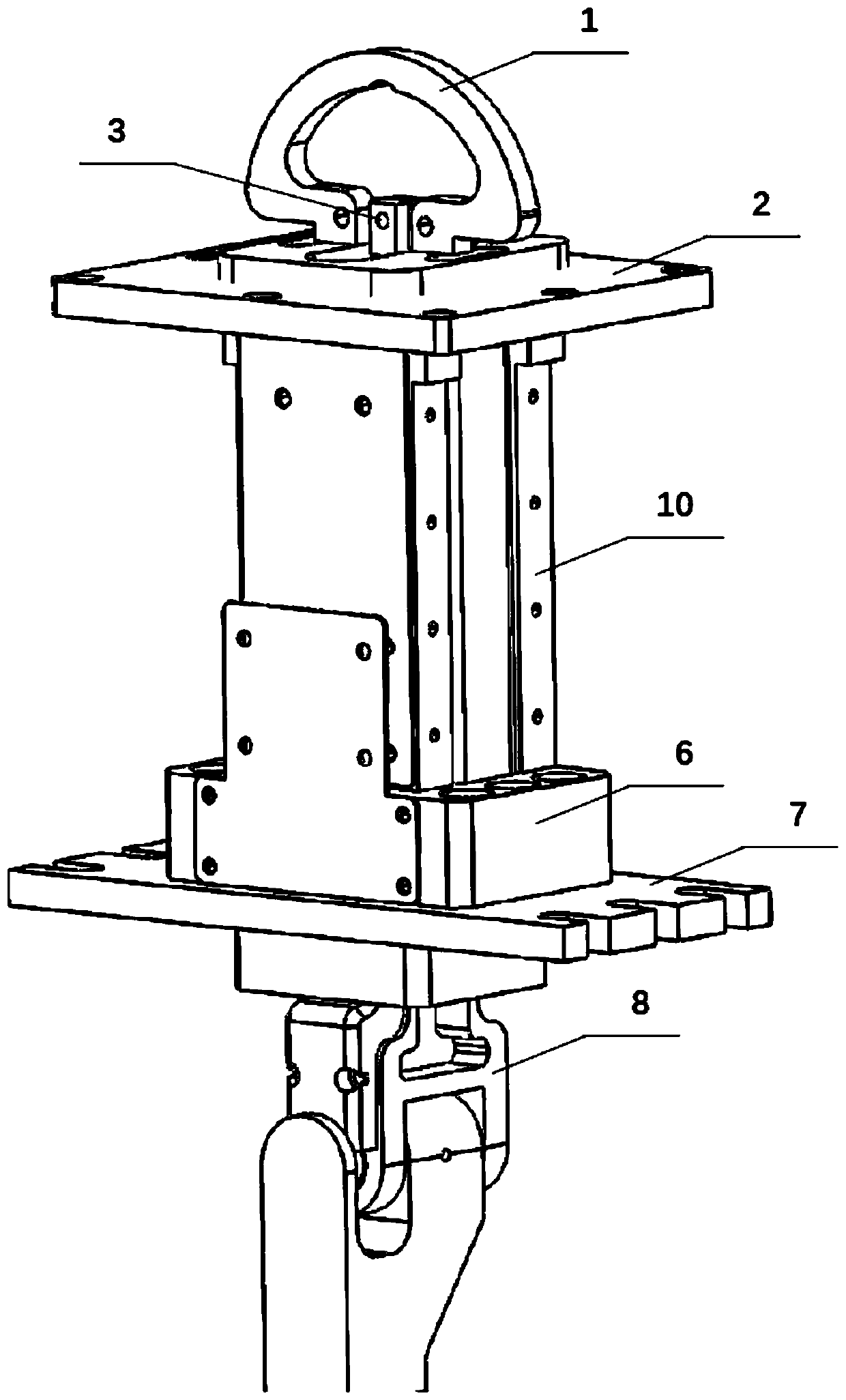 Connecting device of wave glider water surface floating body and umbilical cable