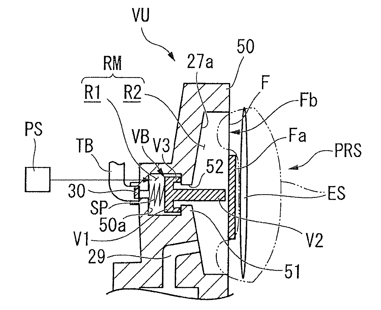 Liquid feed valve unit and liquid ejection device