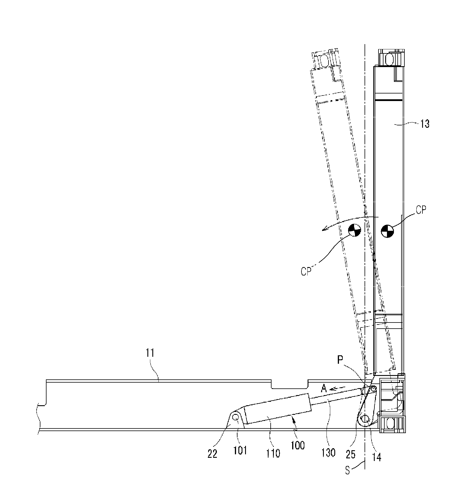 Integral buffering apparatus for automatically controlling flow rate of fluid and flat rack container including the integral buffering apparatus