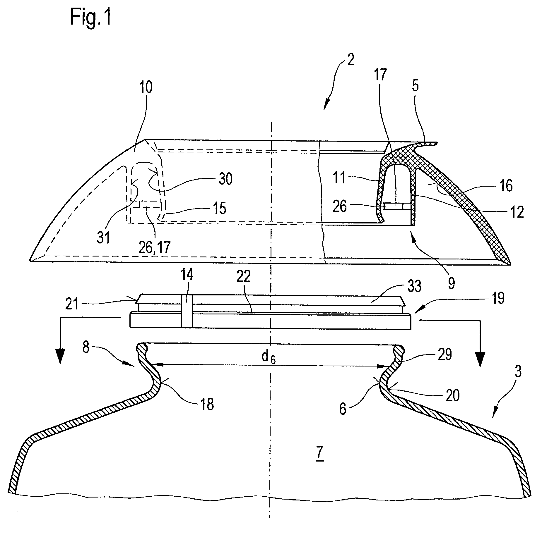 Bonding of a plastic fixture to a glass container