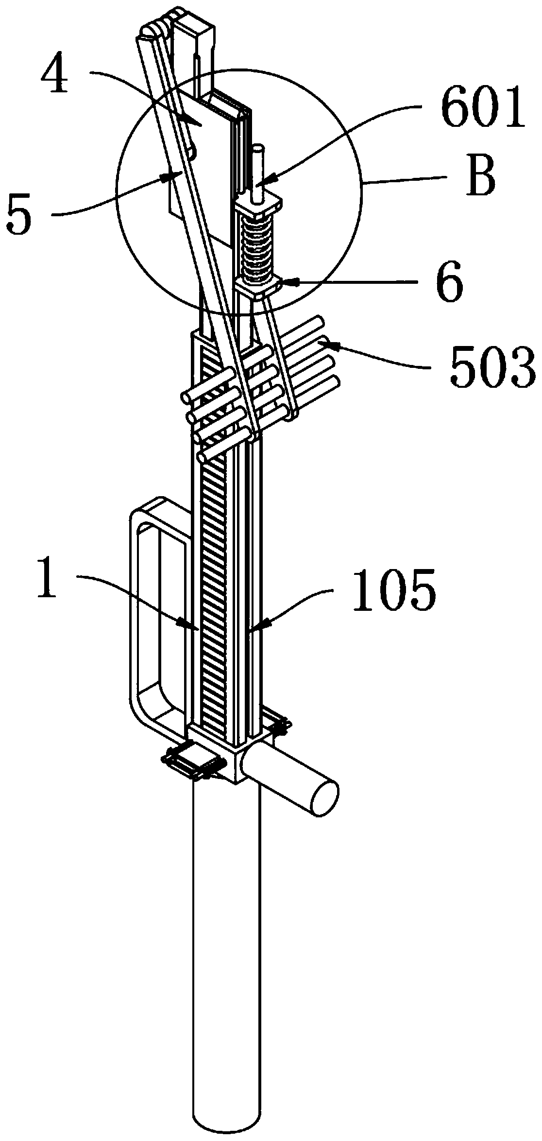 Device capable of peeling off sugarcane tops at different heights