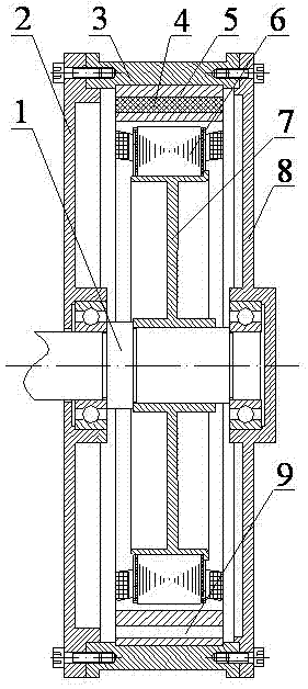 Built-in tangential permanent magnet steel hub driving motor of electric vehicle