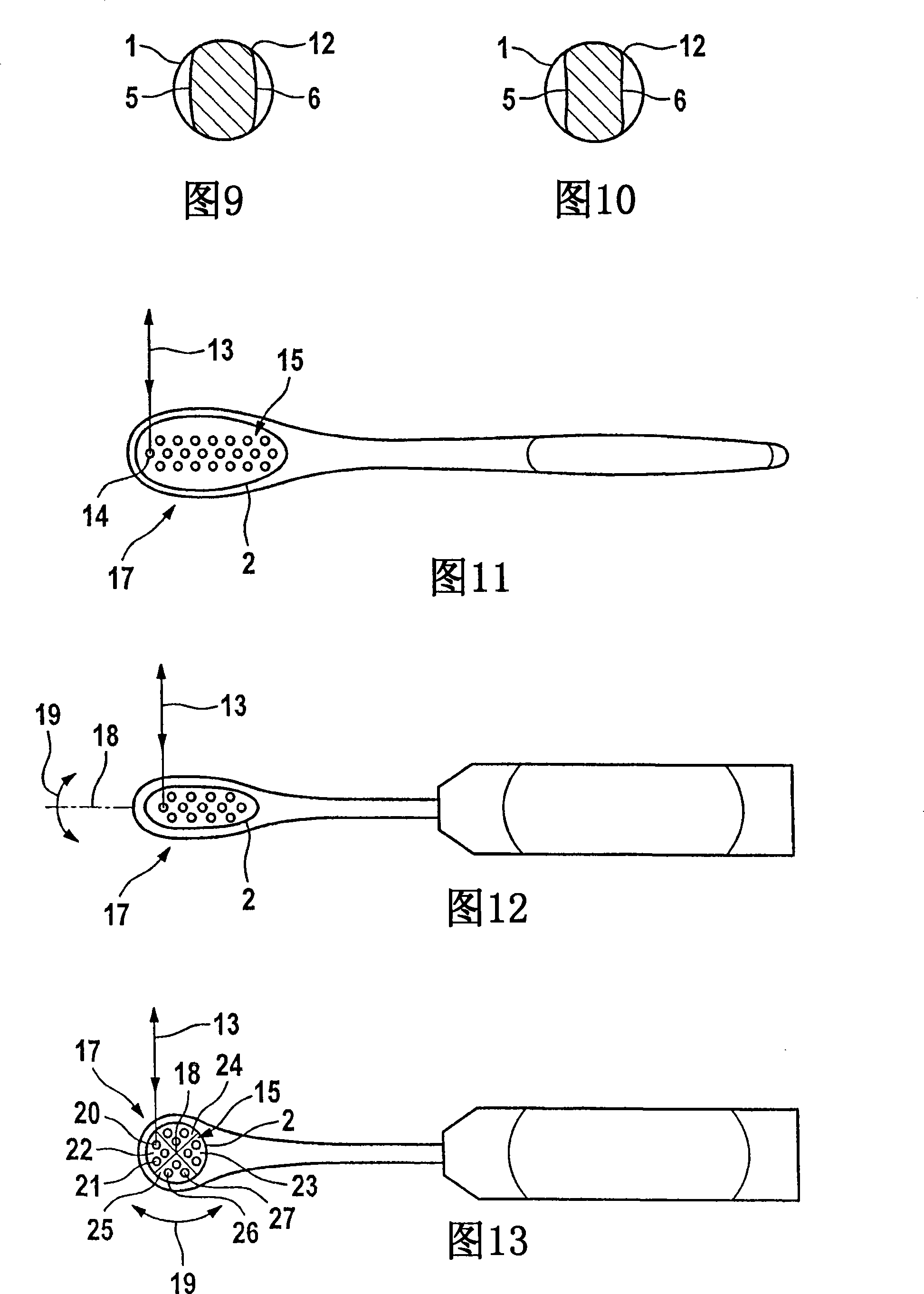 Toothbrush and toothbrush head for said toothbrush