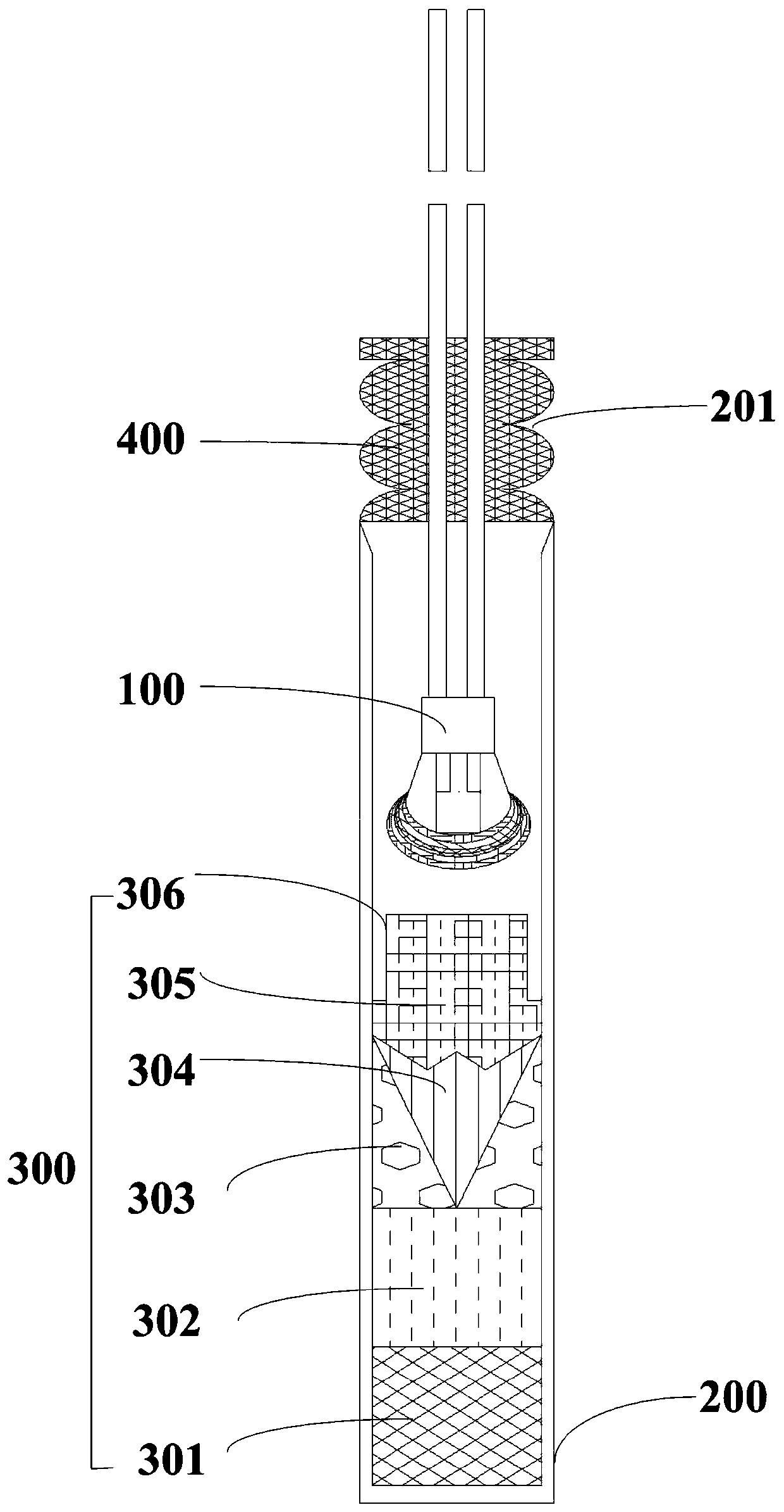 Fire inducing element, millisecond electric detonator without conventional delay device and processing method of millisecond electric detonator