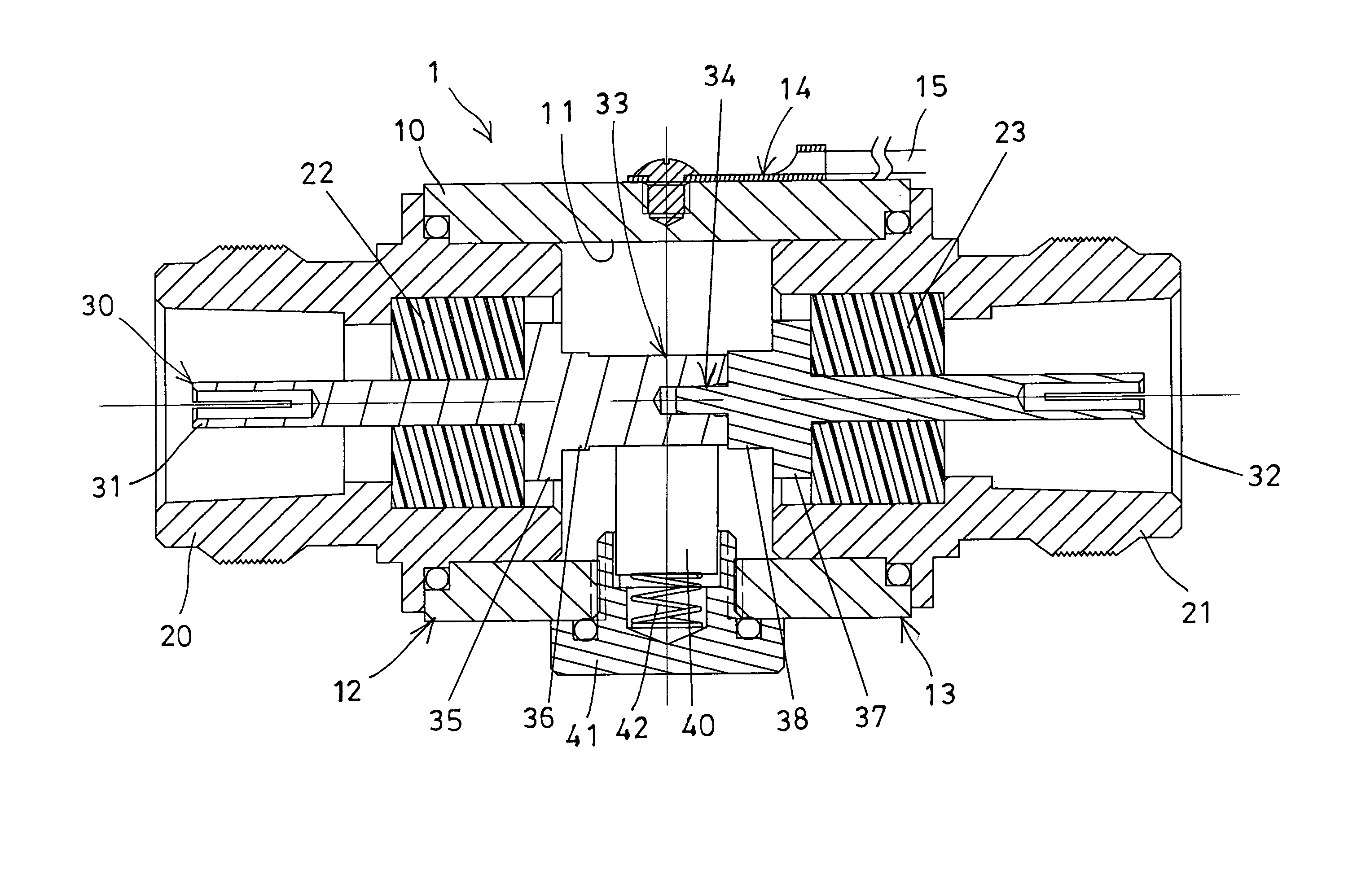 Electric connector having segmented center contact member