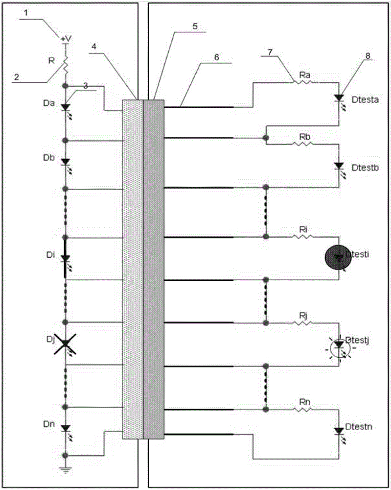 Online detection circuit for detecting fault of serial light-emitting diode light source