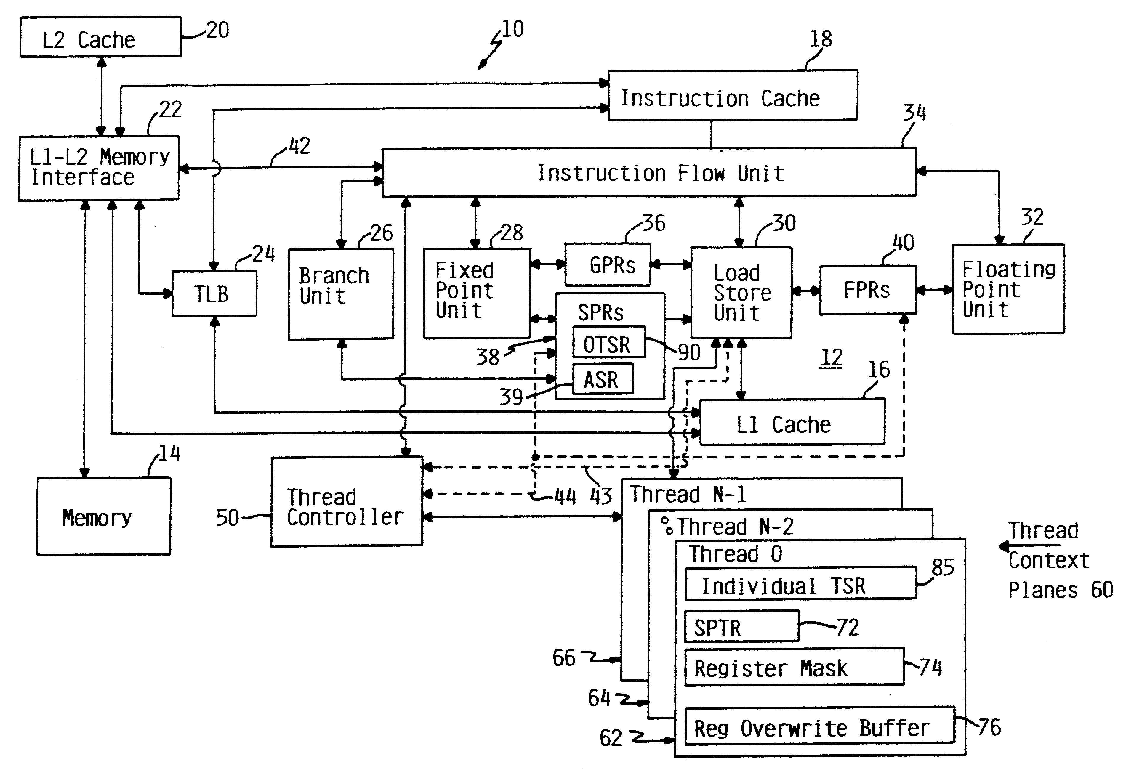 Apparatus and method for retrofitting multi-threaded operations on a computer by partitioning and overlapping registers