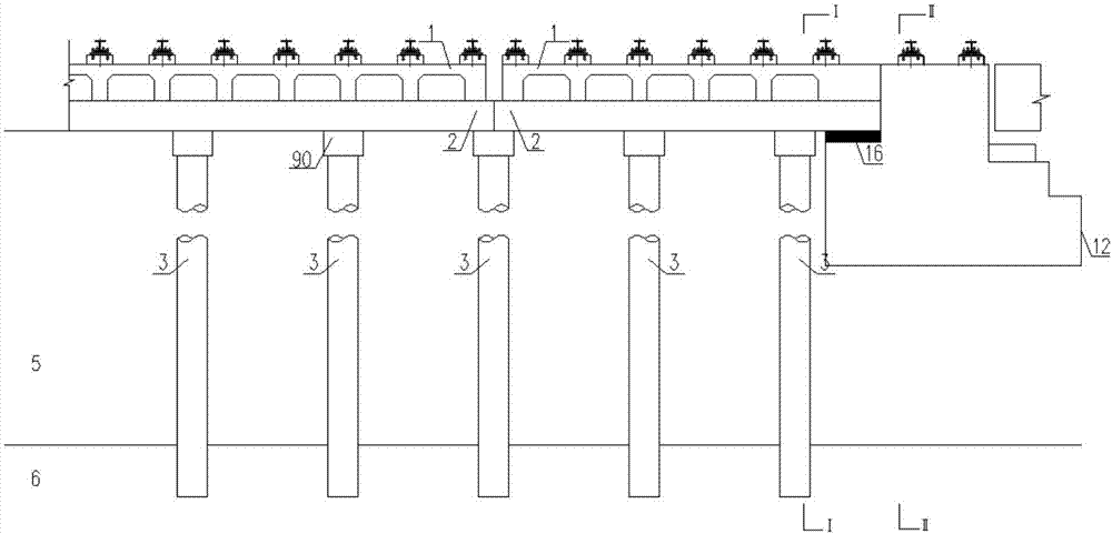 The transition section structure of pile foundation joist type rail-bearing beam in the excavation section of medium and low speed maglev double line