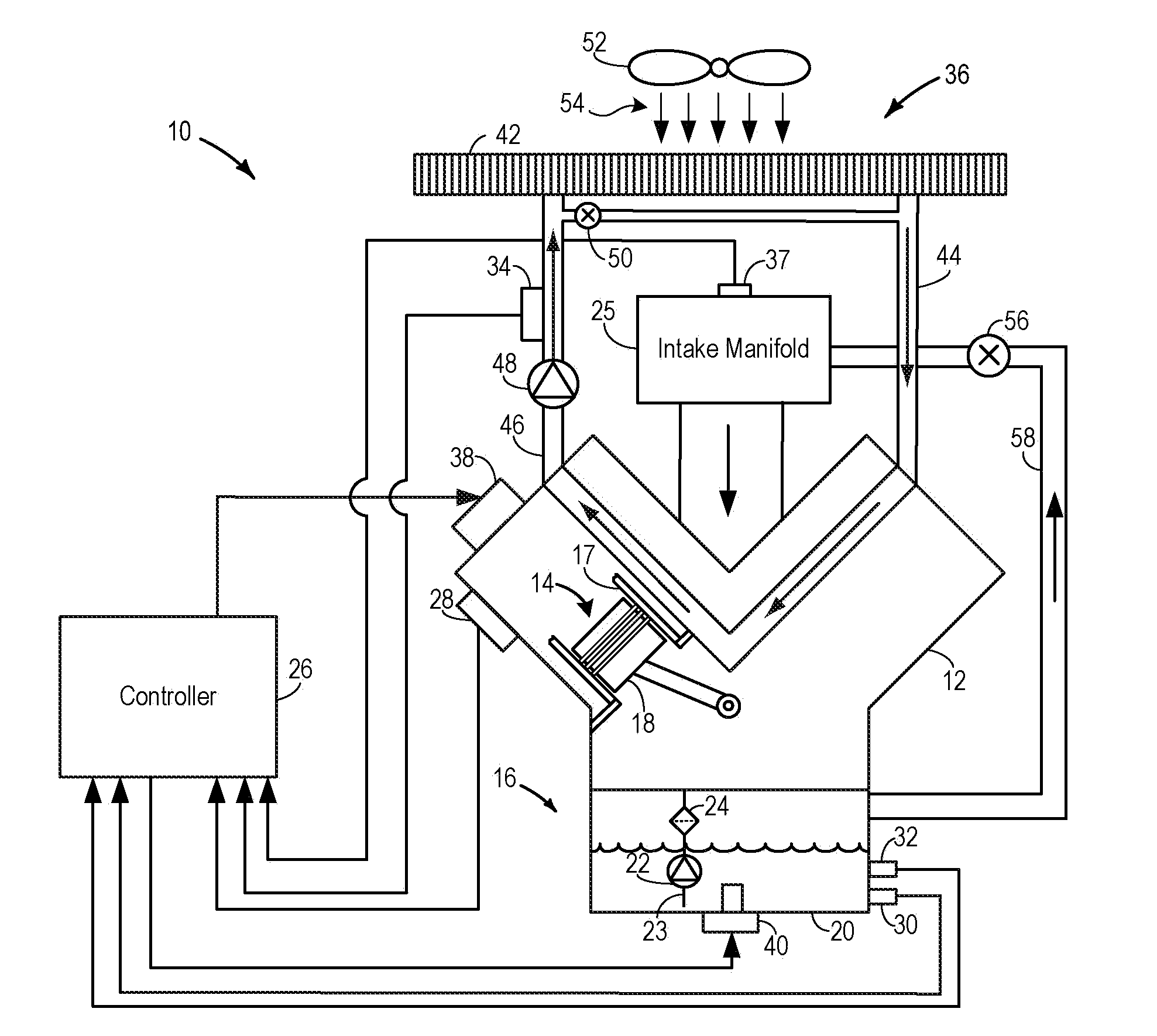 Water reduction mechanism for an internal combustion engine