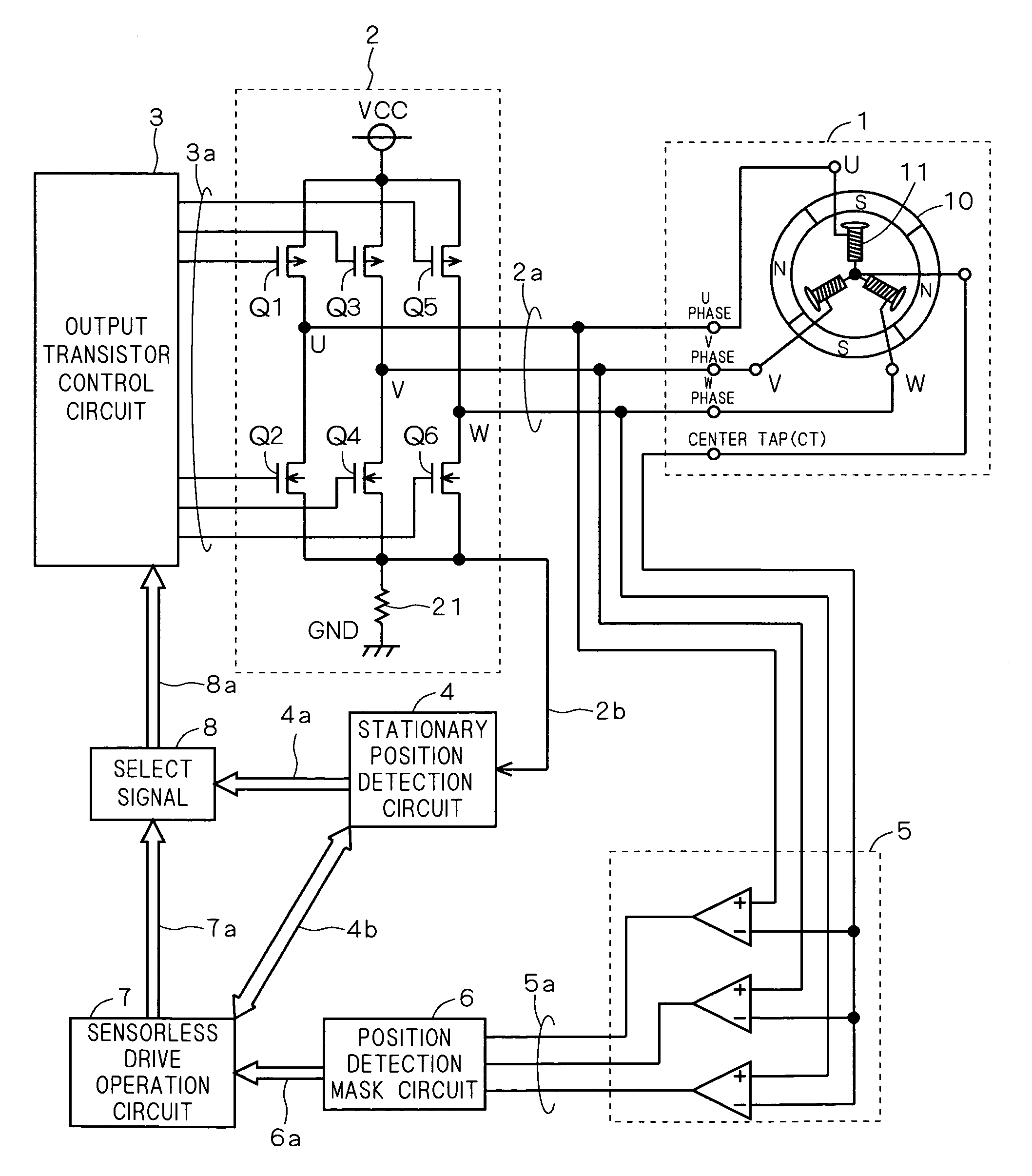 Stationary position detection circuit and motor drive circuit