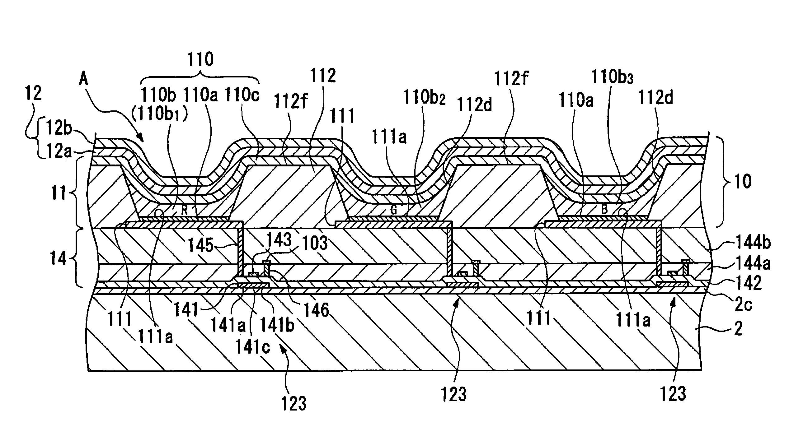 Electroluminescent display device, method for manufacturing the same, and electronic equipment