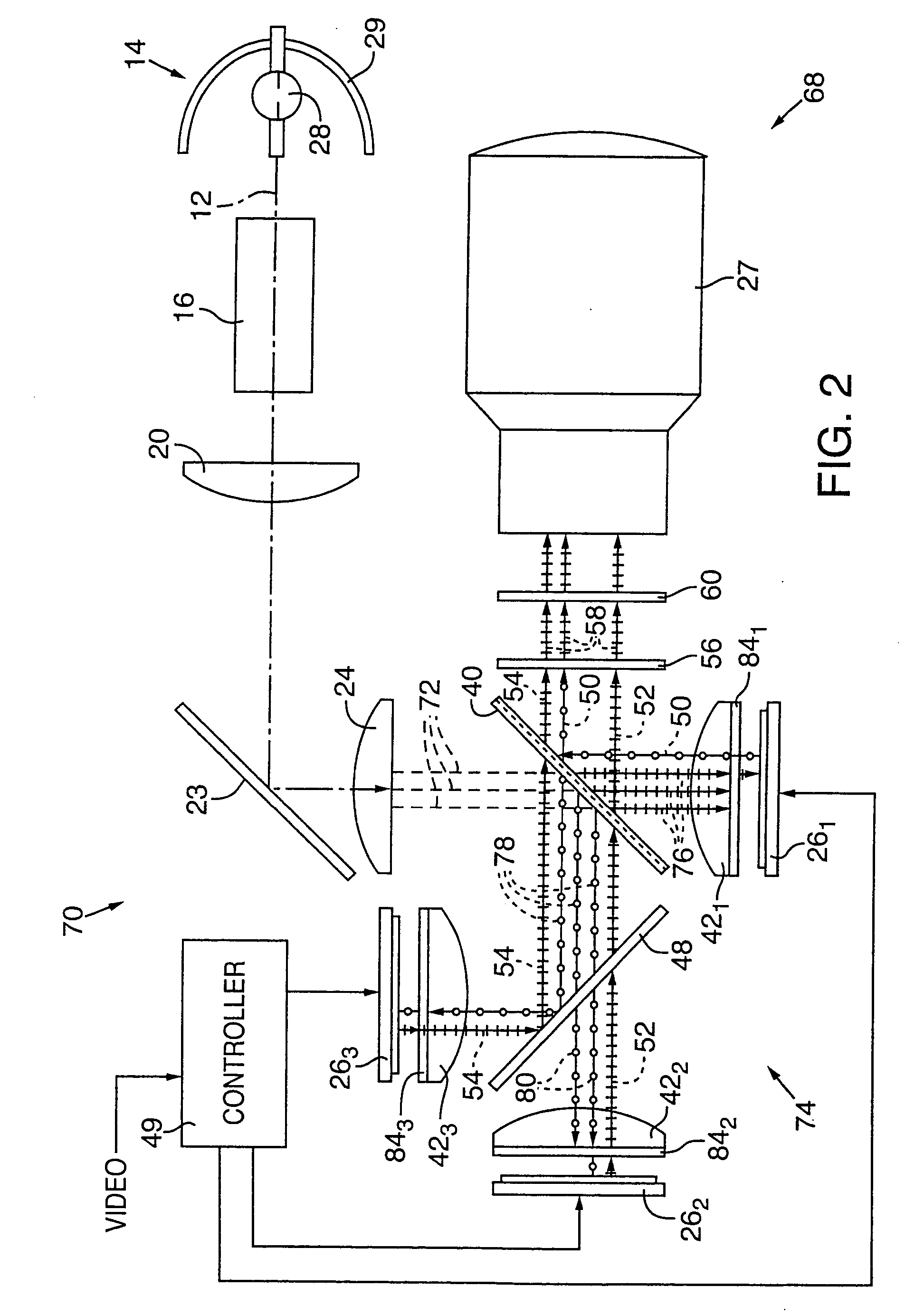 Color video projection system employing reflective liquid crystal display devices
