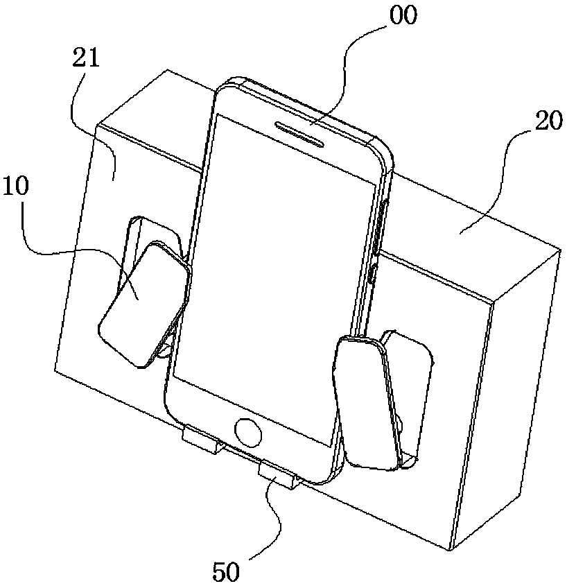 Mobile phone clamping device with pop-up rotary clamping function