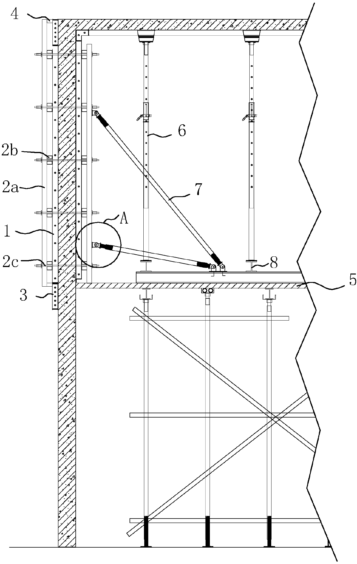 Aluminum alloy formwork high and large formwork erecting system and mounting method thereof
