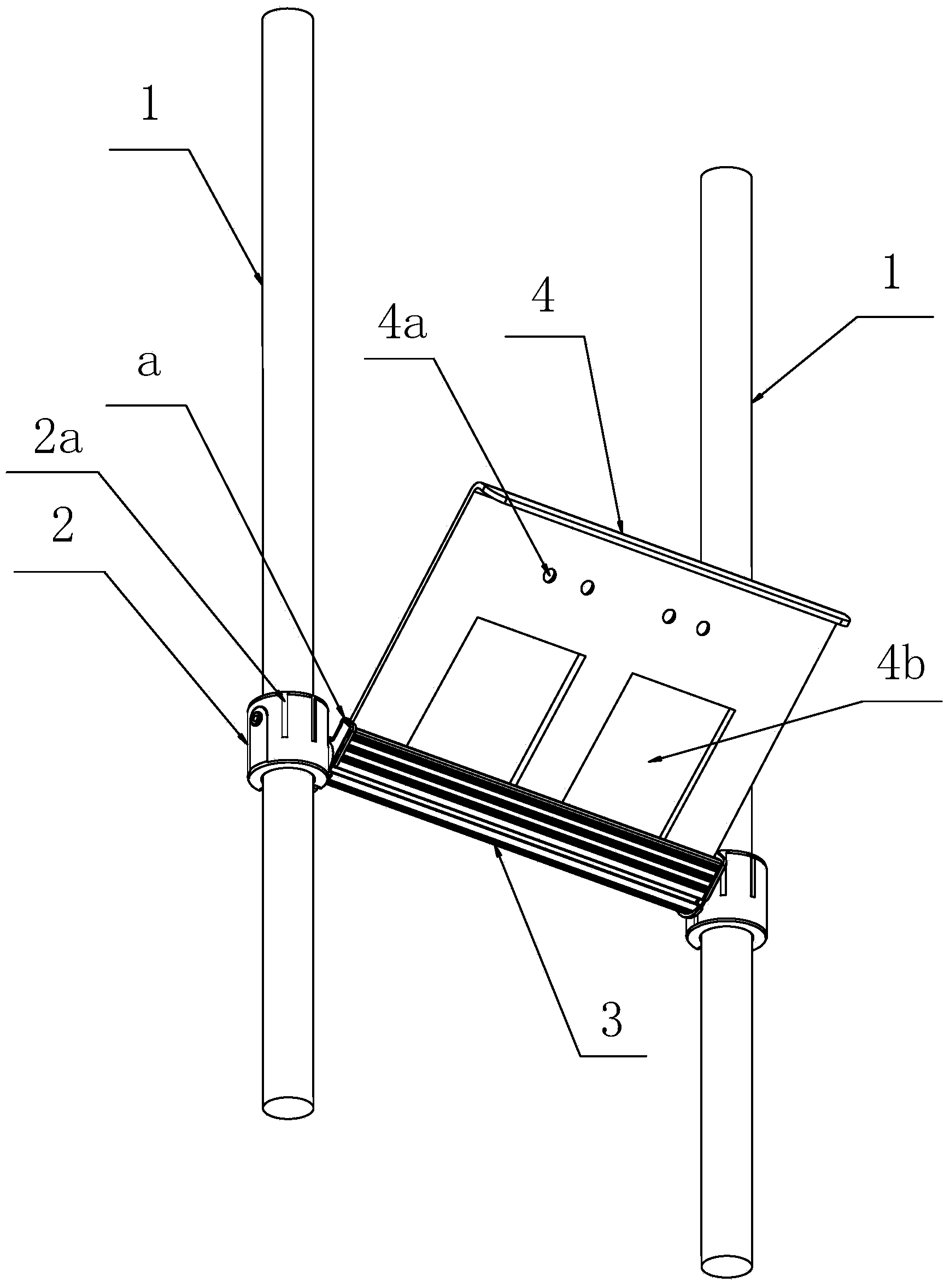 Double-pole positioning mechanism for liquid crystal display screen in exhibition