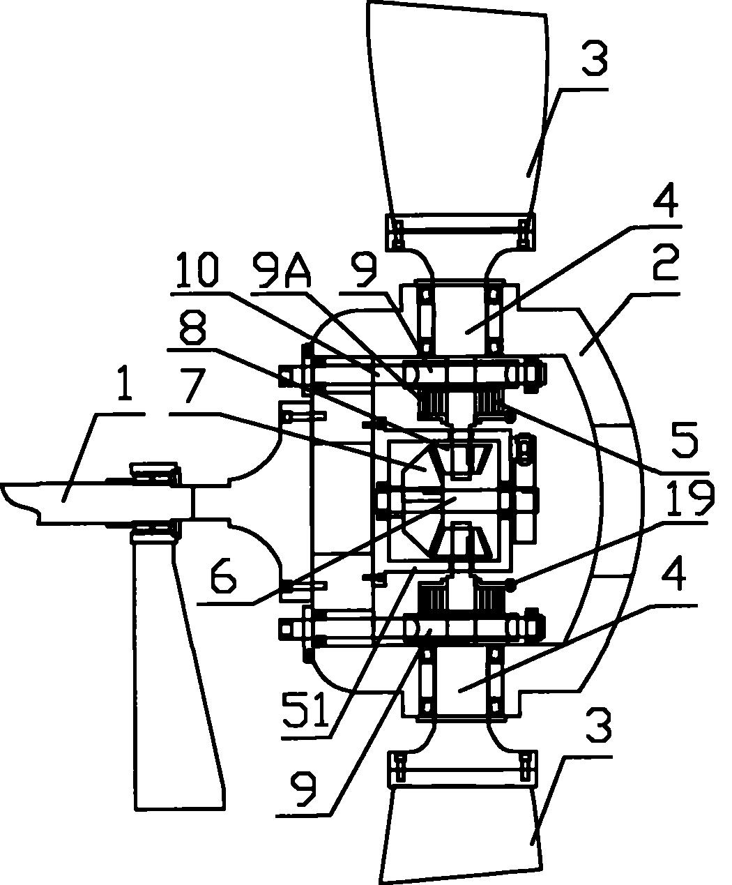 Flexible variable propeller mechanism of aerogenerator