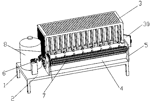 An automatic feeding and watering device for raising chicken cages