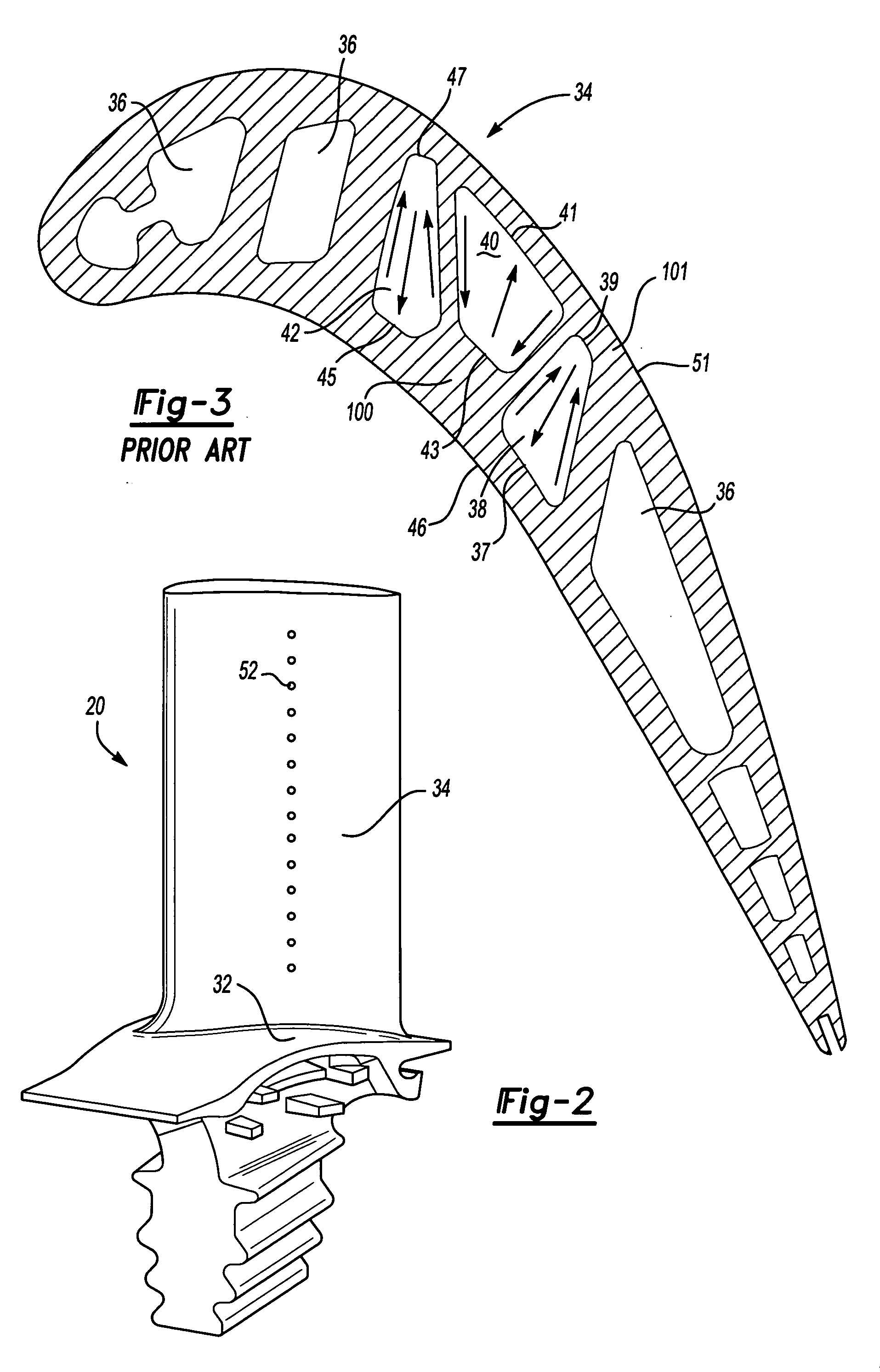 Airfoil with three-pass serpentine cooling channel and microcircuit