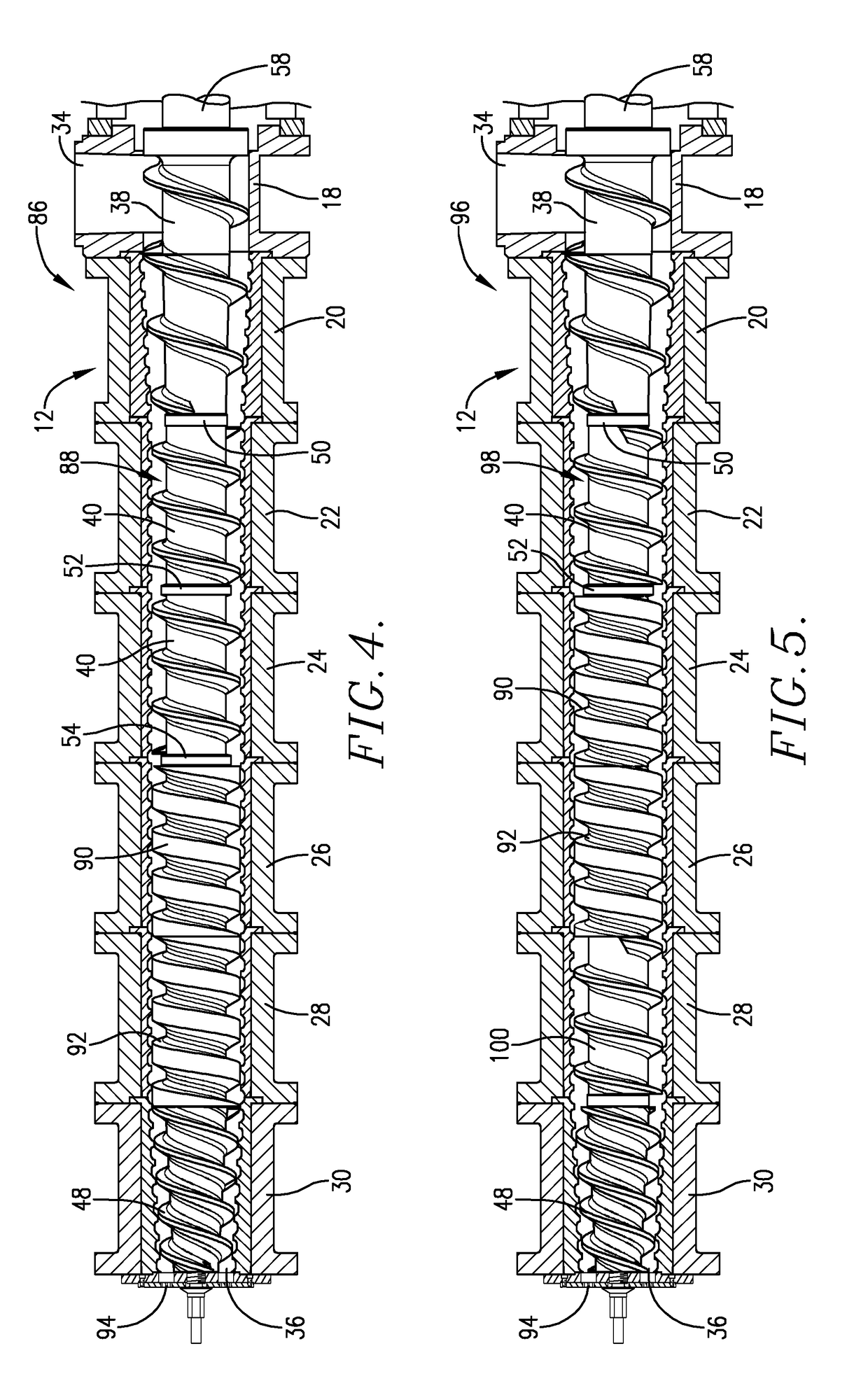 High specific mechanical energy extrusion screw assembly