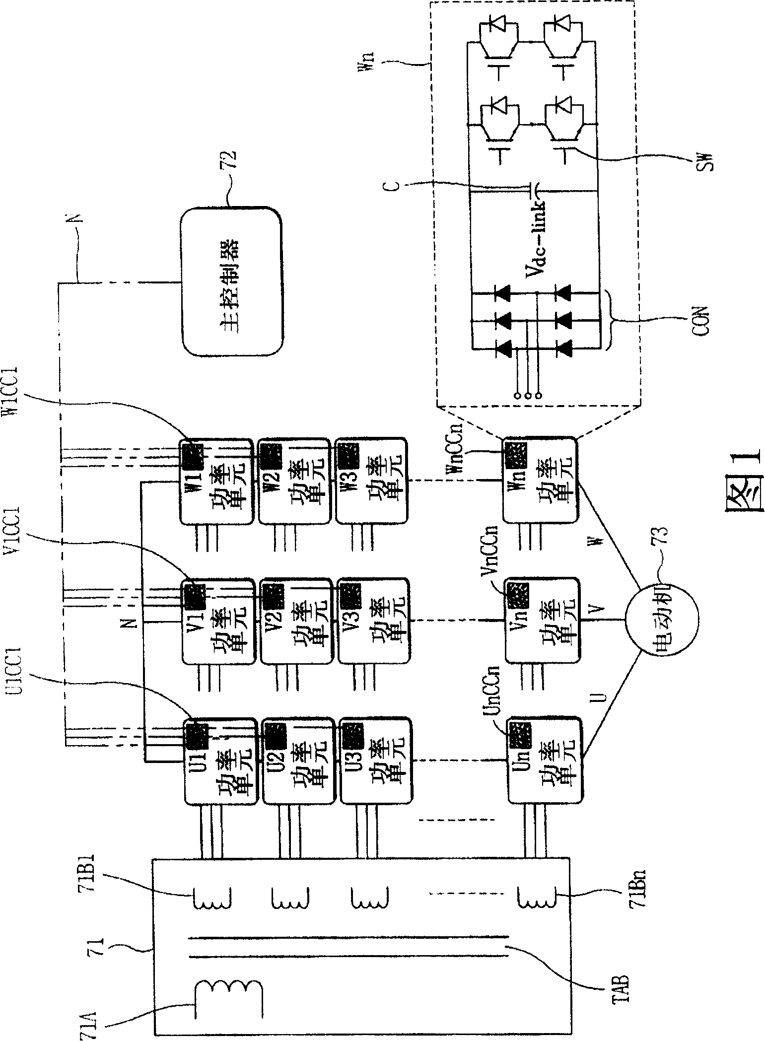 H-bridge inverter of AC motor