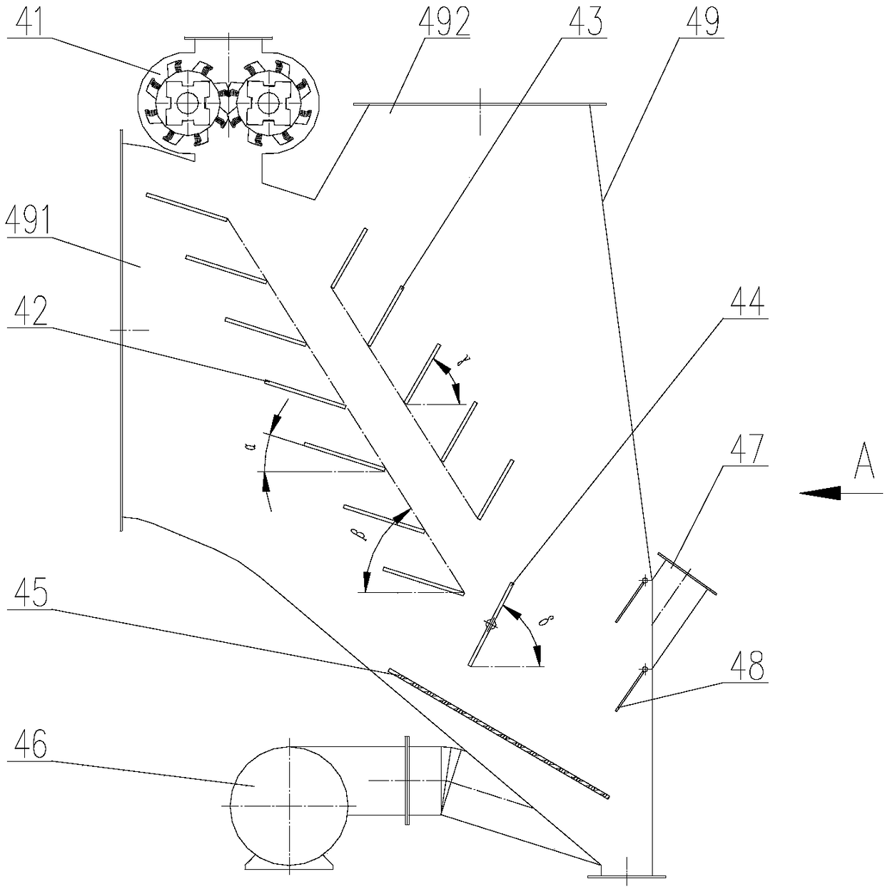 Internal circulation controlled flat type static-state powder concentrator, internal circulation controlled powder selecting system and powder selecting technological process of internal circulation controlled powder selecting system