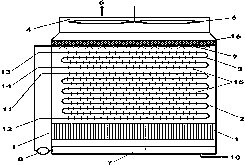 Flue gas cooling and heat exchanger with cooling device for desulfurization flue opening