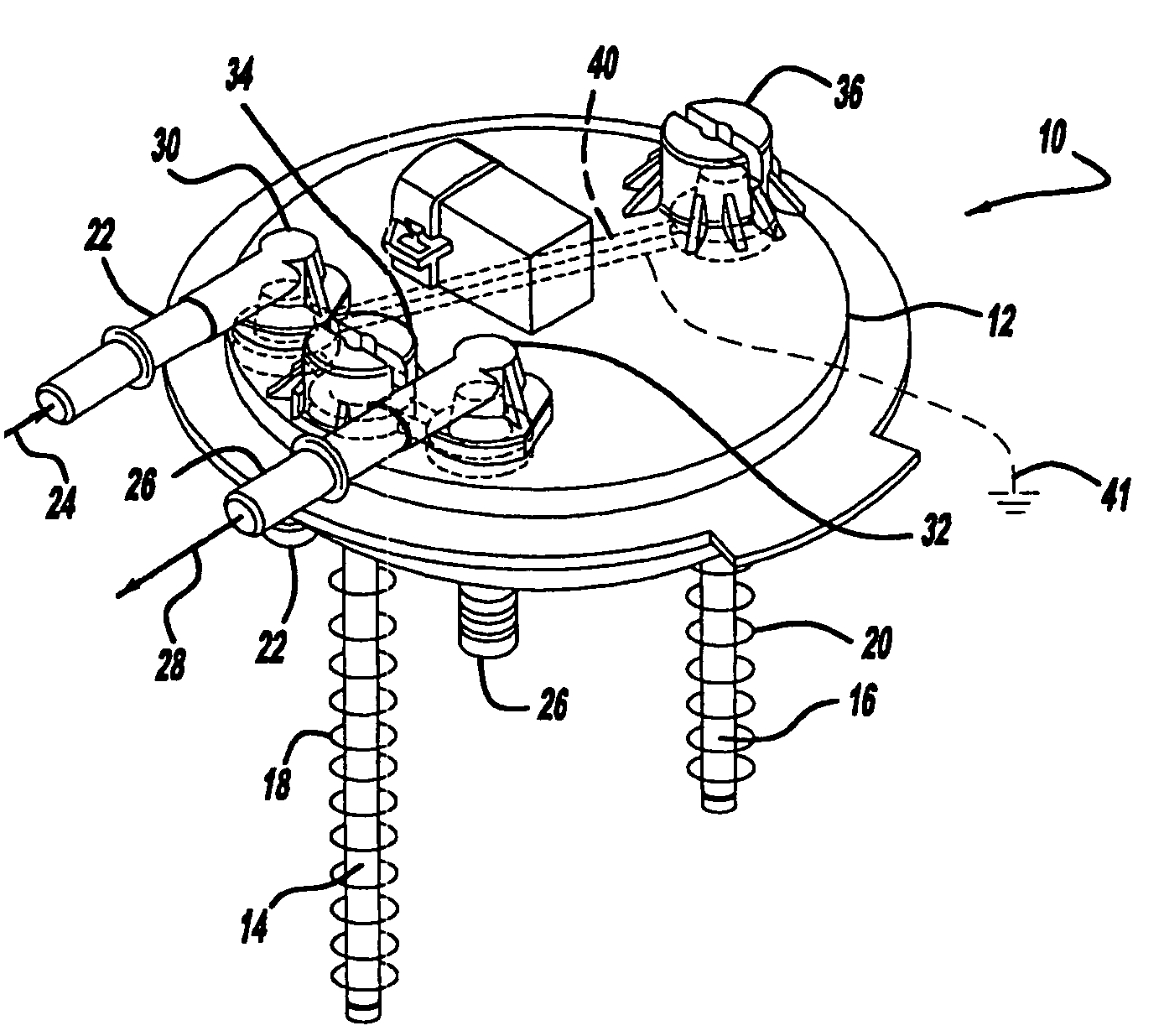 Multi-point grounding plate for fuel pump module