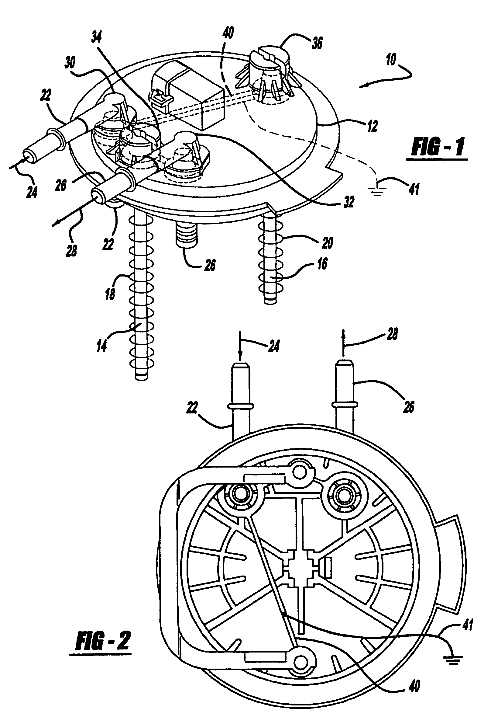 Multi-point grounding plate for fuel pump module