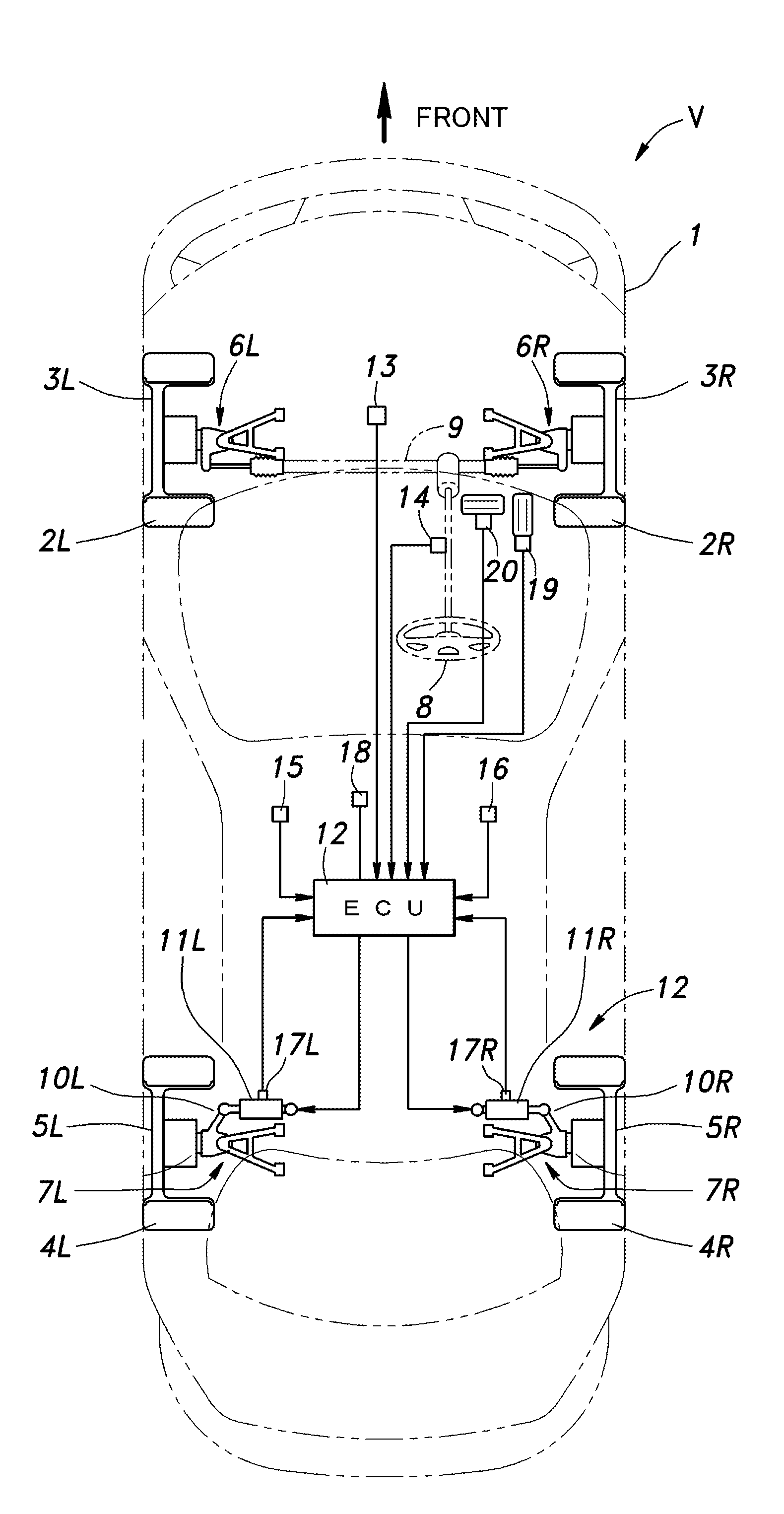 Rear wheel toe angle control system for a vehicle