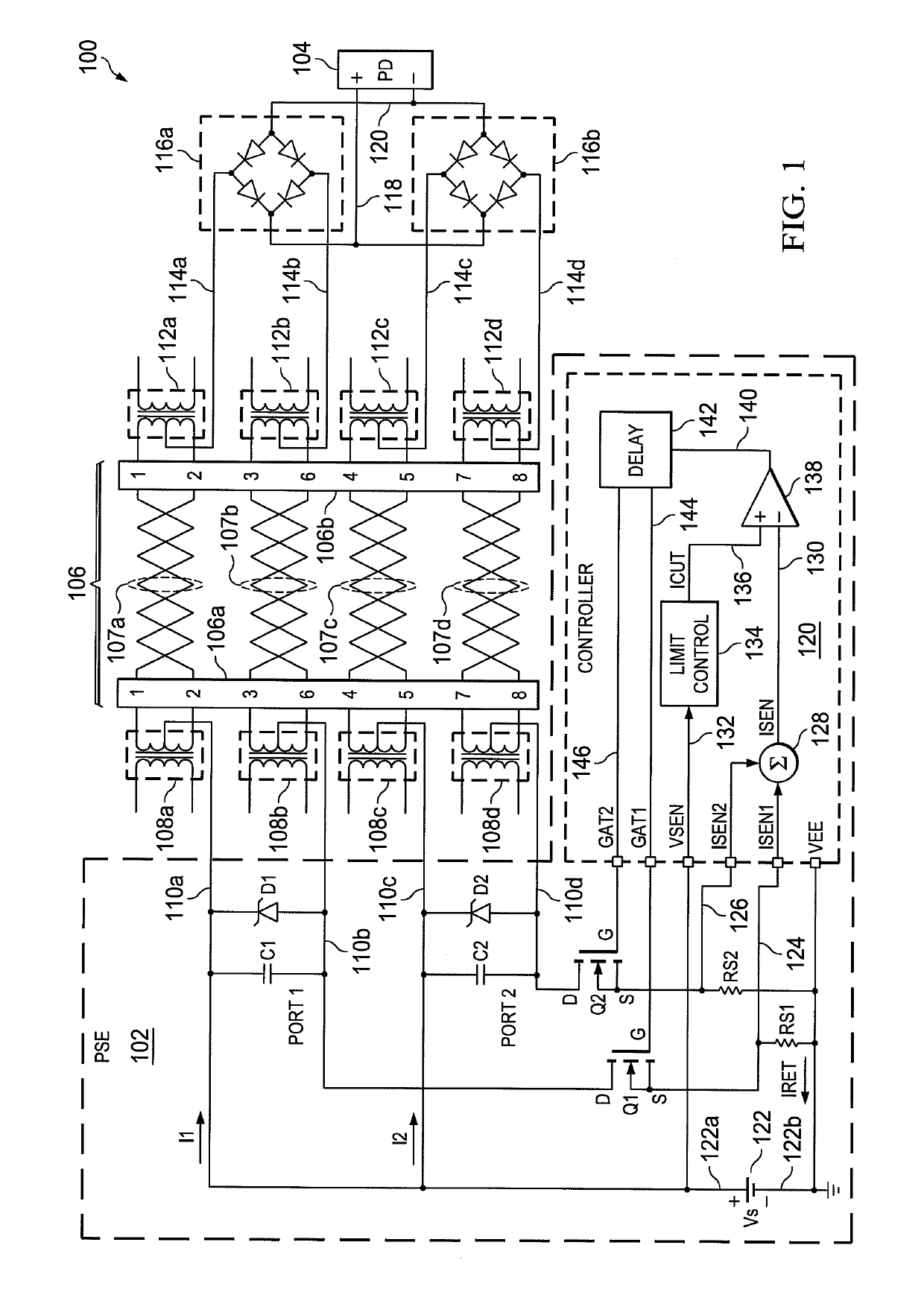 System and method for controlling power delivered to a powered device through a communication cable