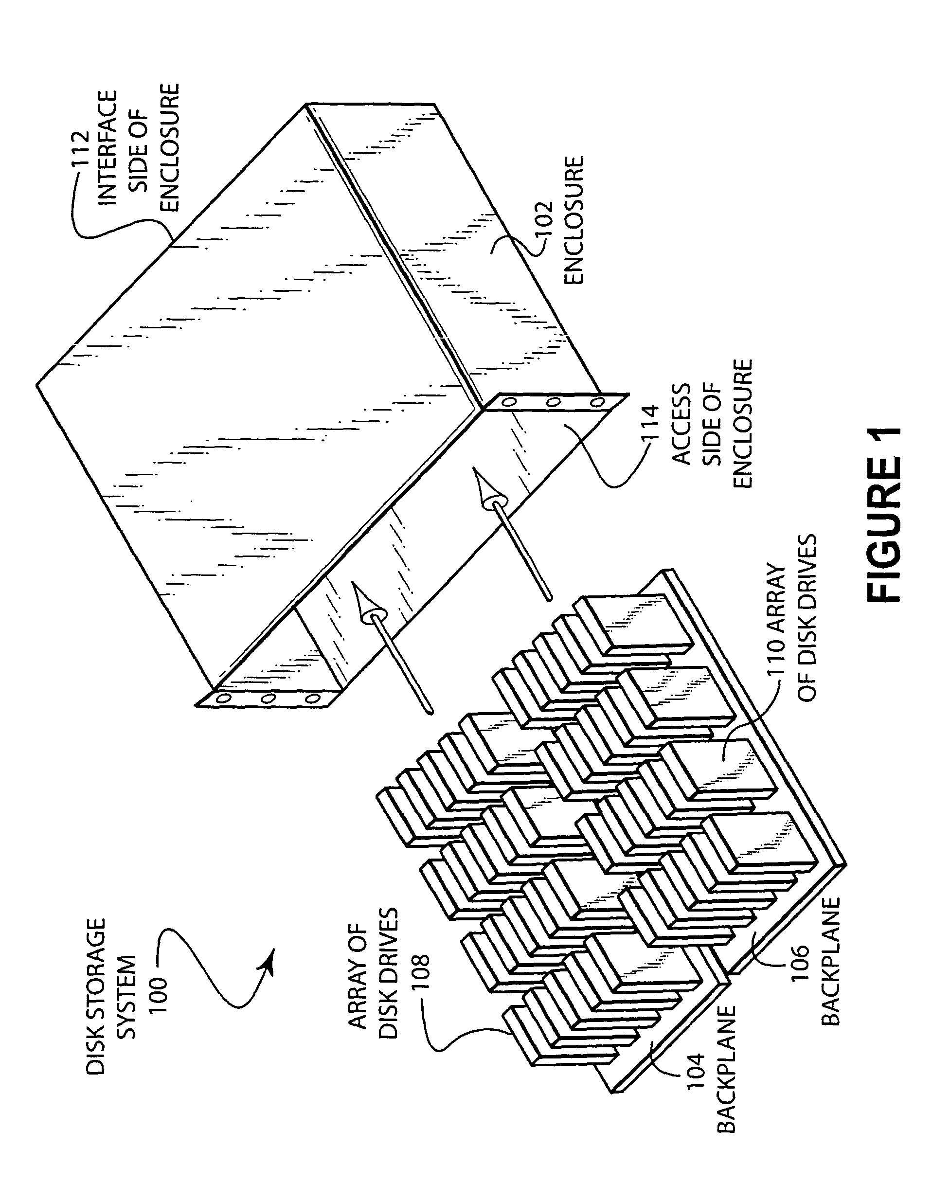 Disk storage system with removable arrays of disk drives