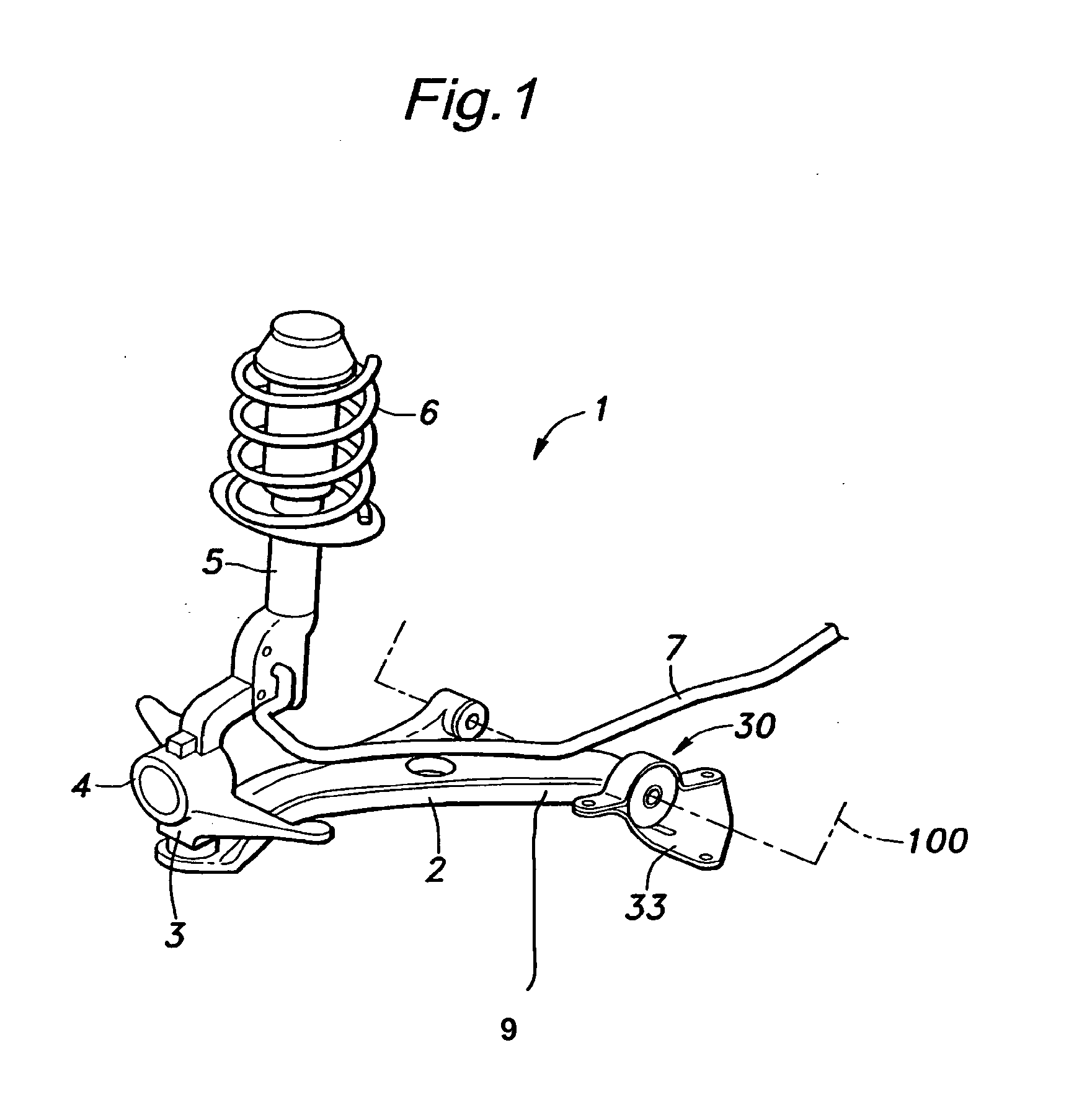 Suspension arm having a shaft projecting therefrom and method for press fitting the shaft into a bore of another member