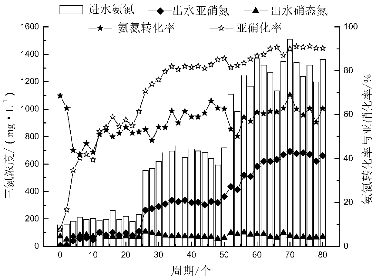 A semi-short-path nitrification reactor for kitchen anaerobic wastewater and a method for starting the semi-short-path nitrification