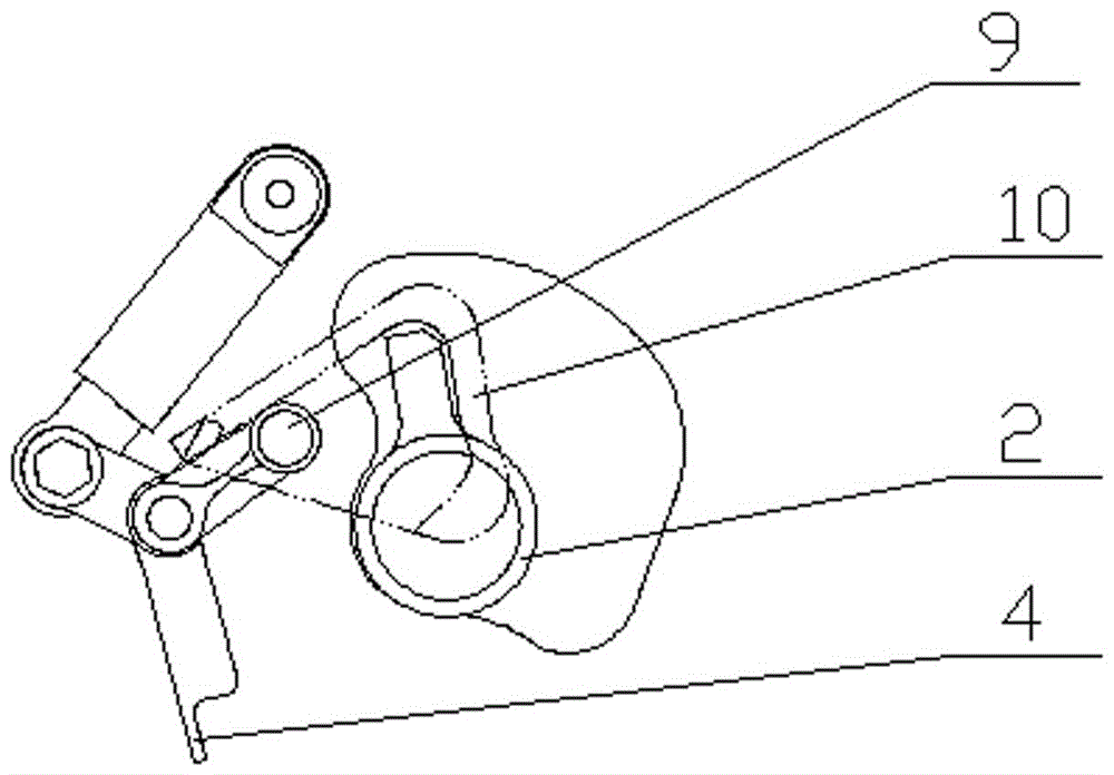 Lifting locking mechanism of civil aircraft cabin door locking handle shaft