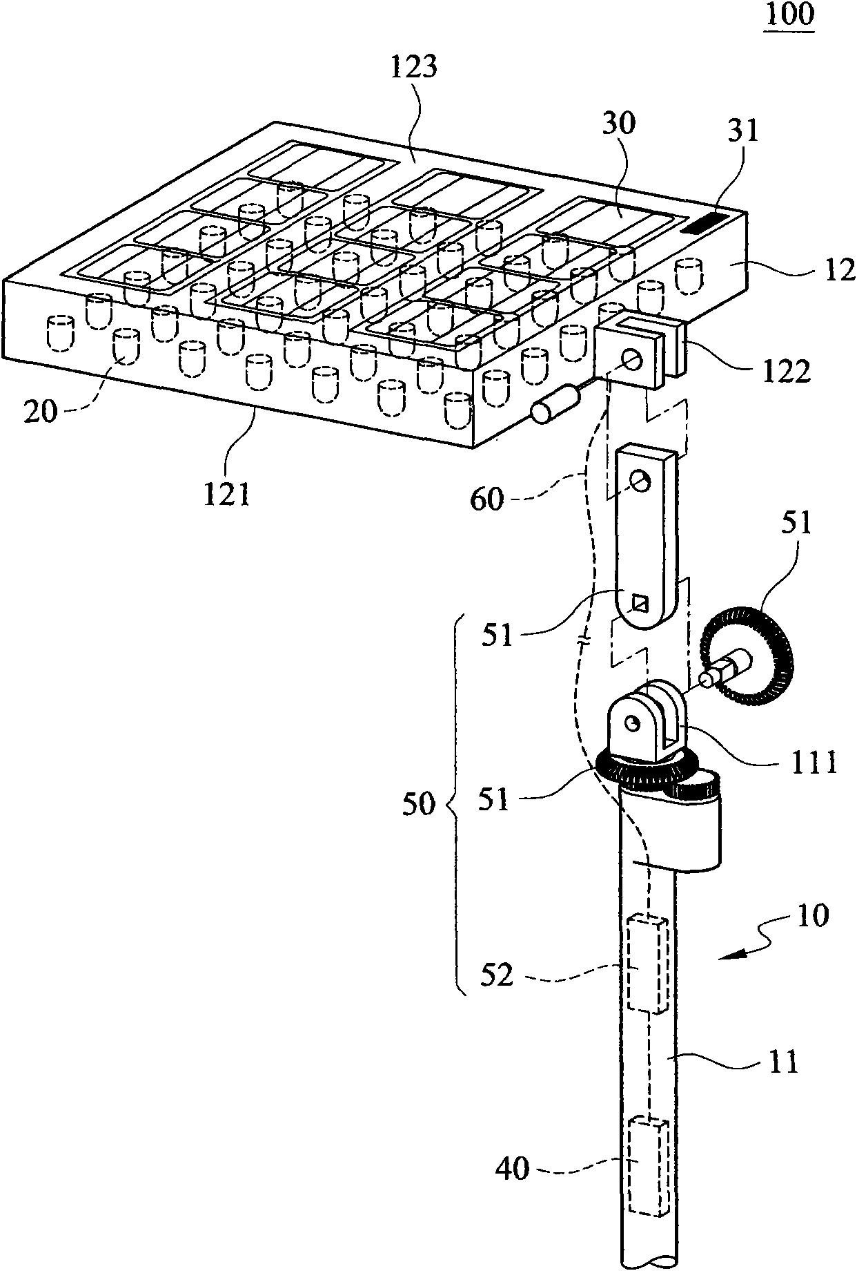 Solar street lamp structure with adjustable angle