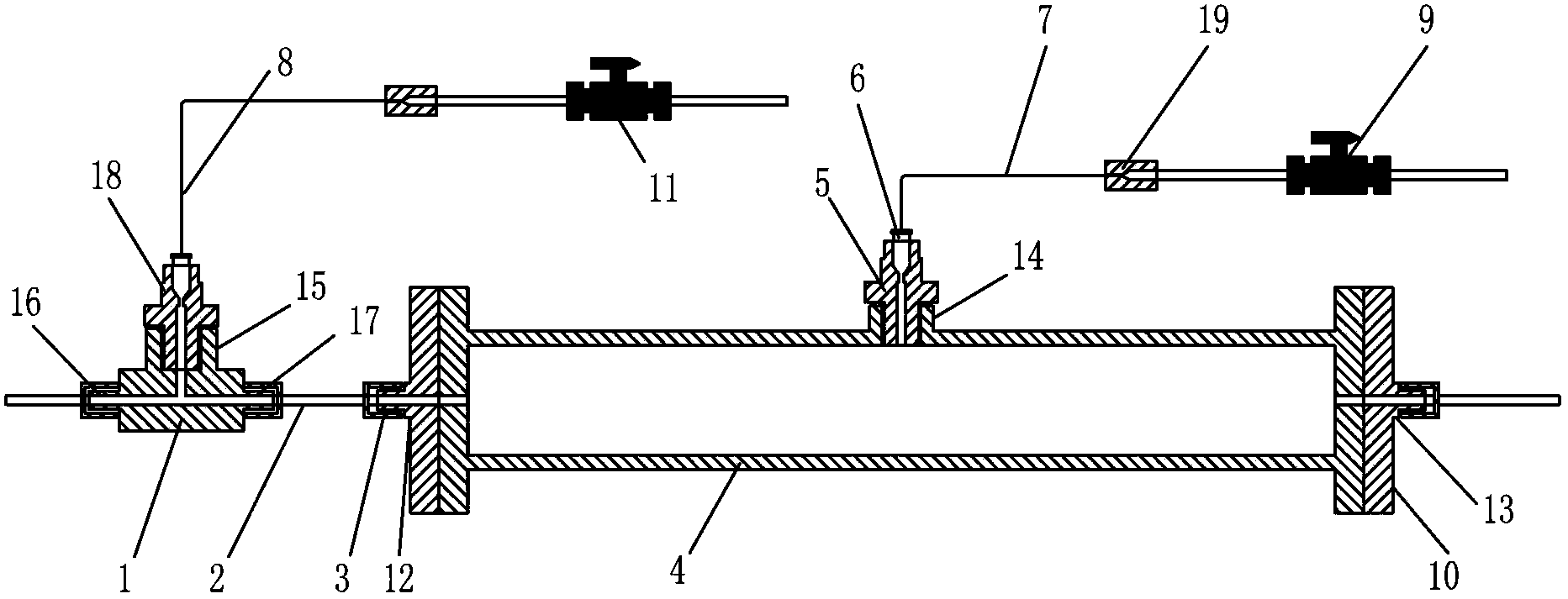 Sand filling tube combination device for simulating fractured reservoir